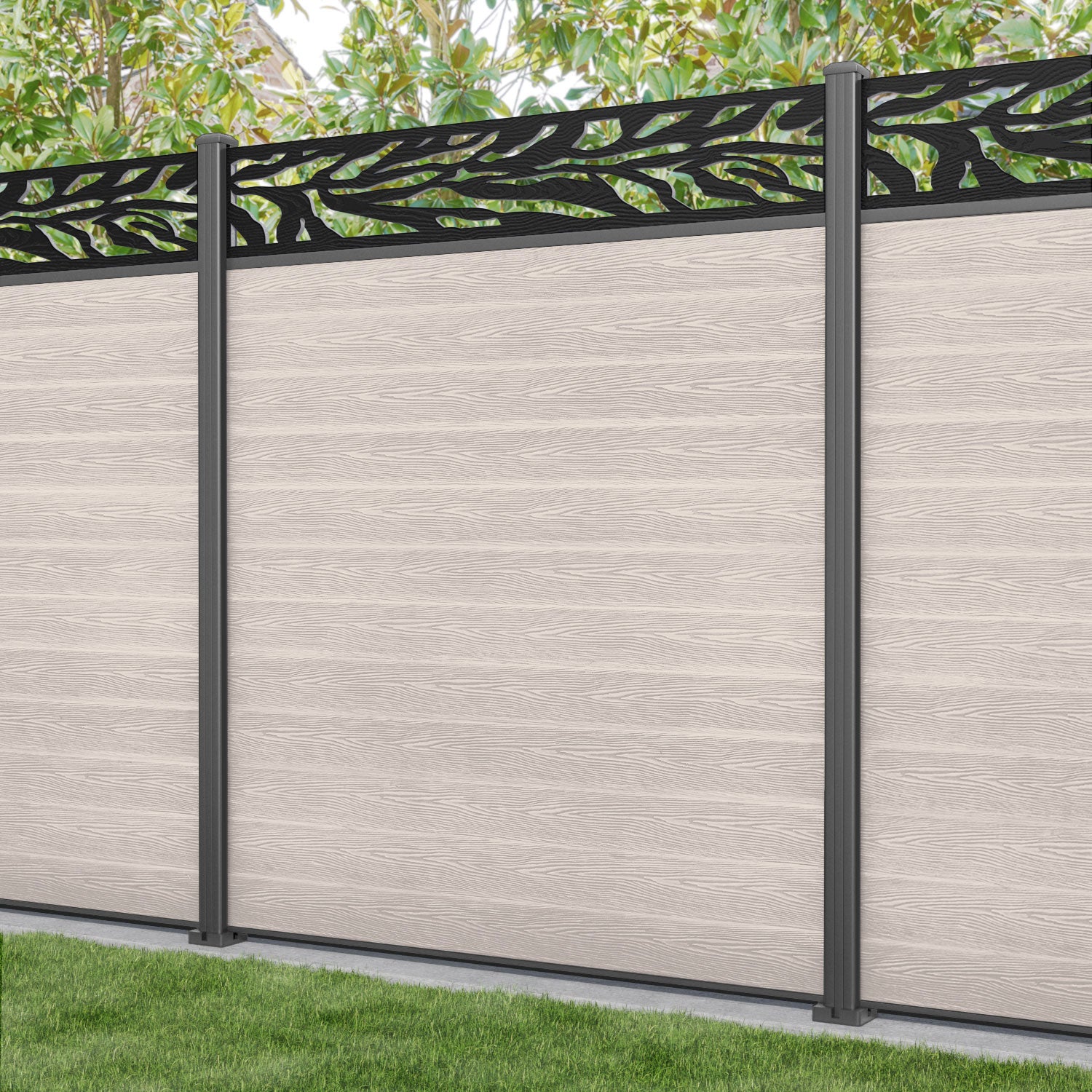 Classic Malawi Fence Panel - Mid Stone - with our aluminium posts