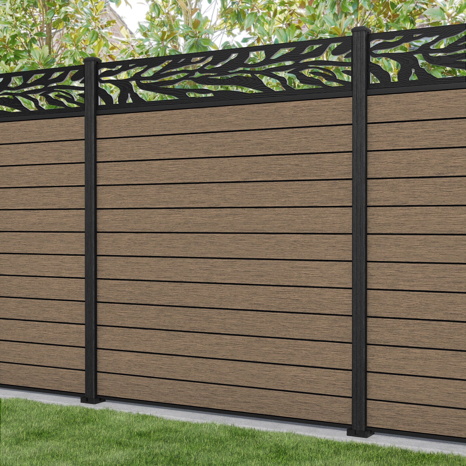 Fusion Malawi Fence Panel - Teak - with our composite posts