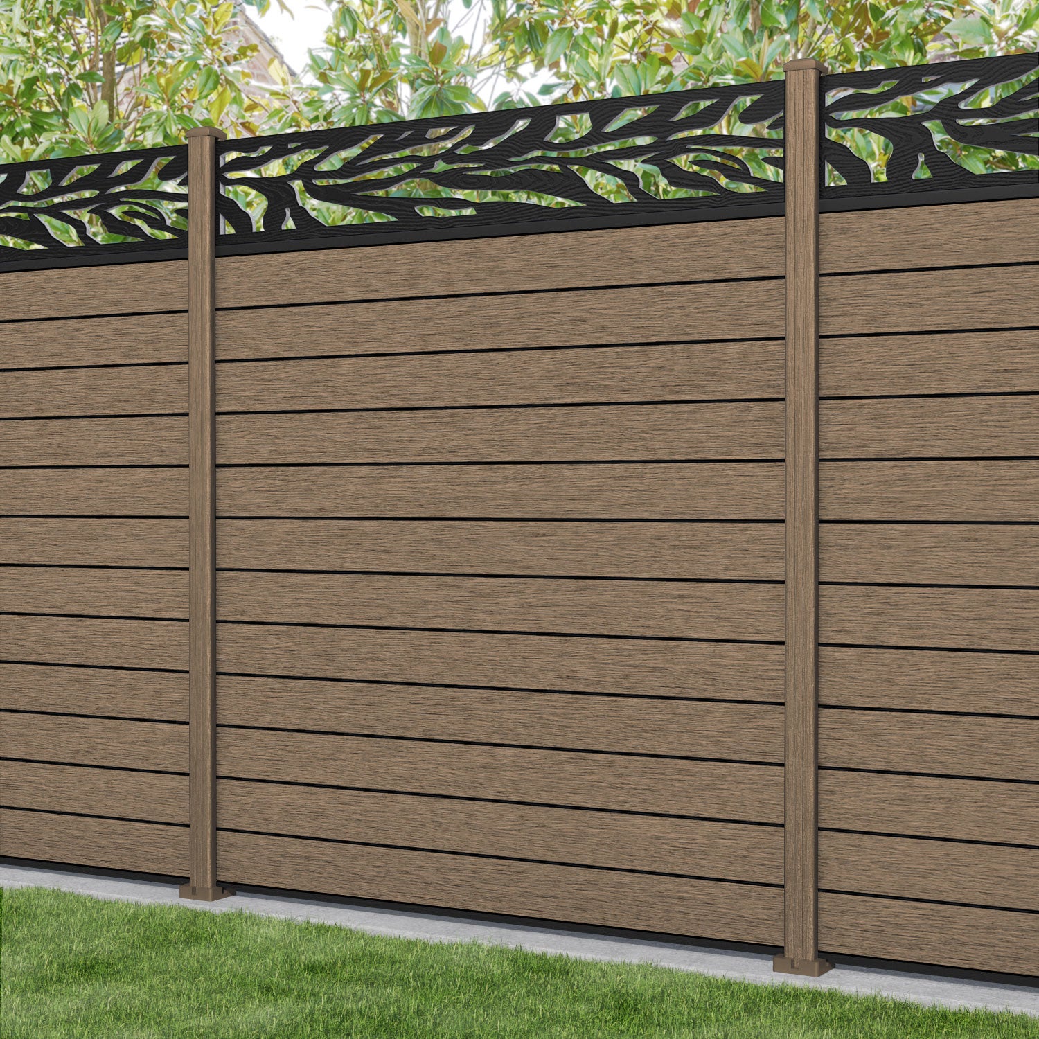 Fusion Malawi Fence Panel - Teak - with our composite posts