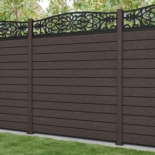 Fusion Windsor Curved Top Fence Panel - Mid Brown - with our composite posts