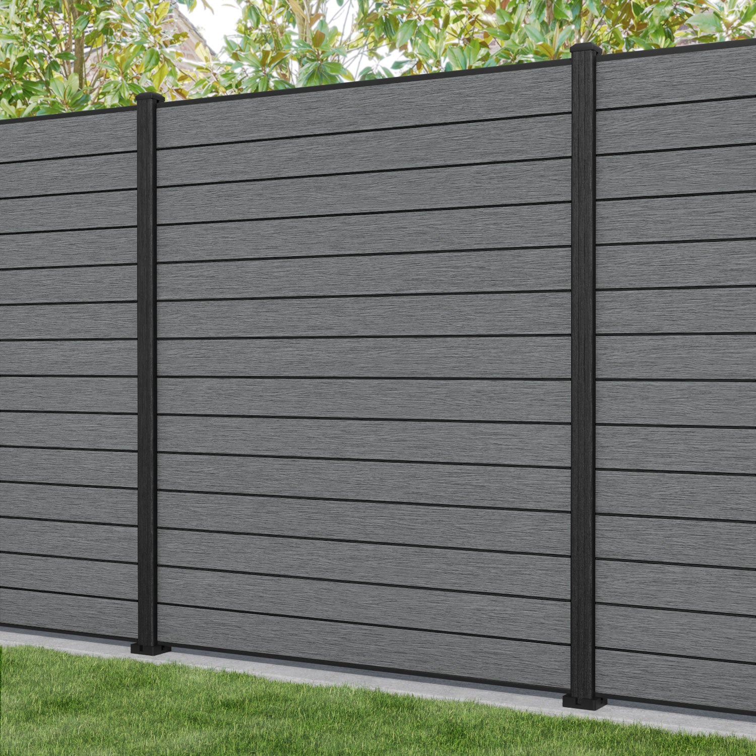 Fusion Fence Panel - Mid Grey - with our composite posts