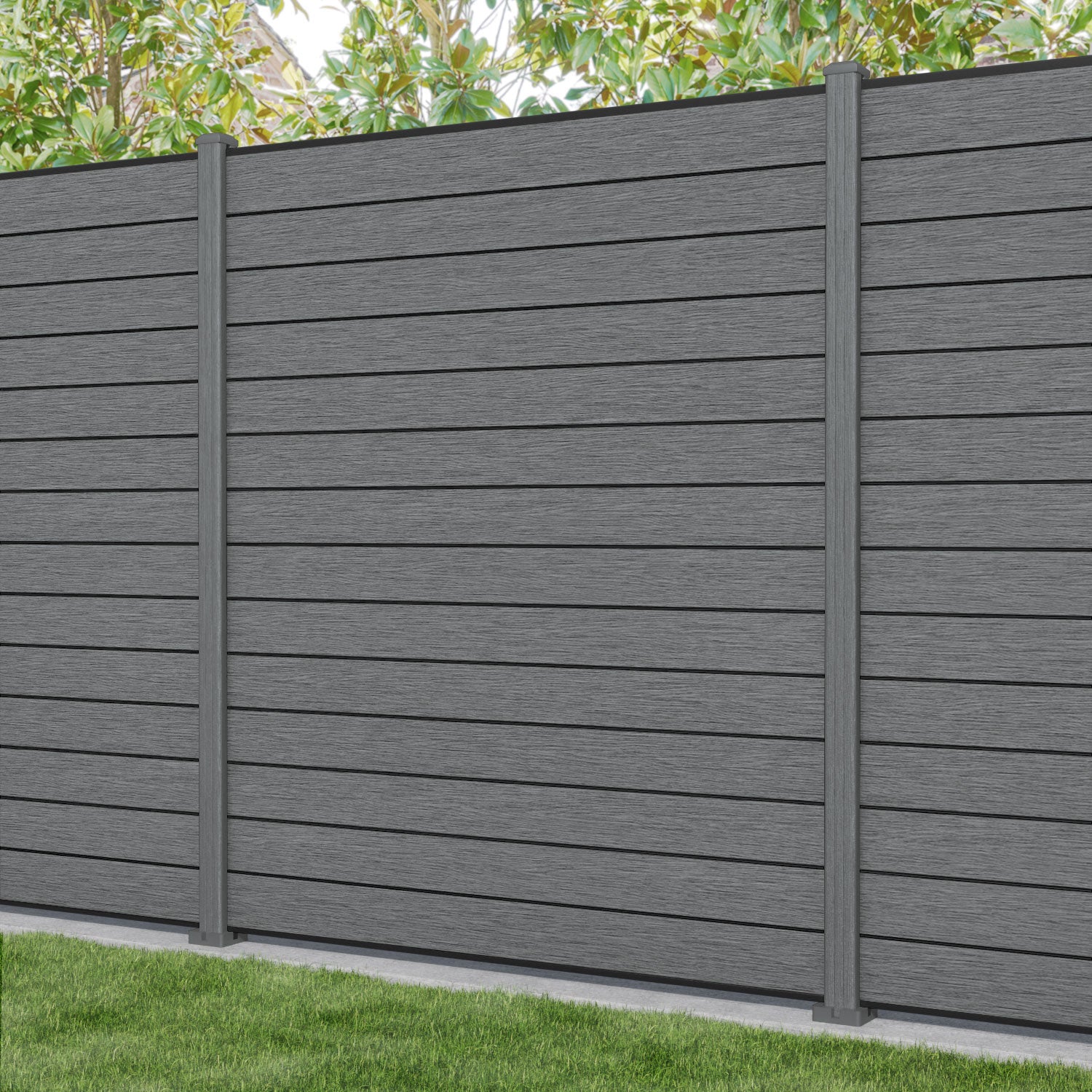Fusion Fence Panel - Mid Grey - with our composite posts