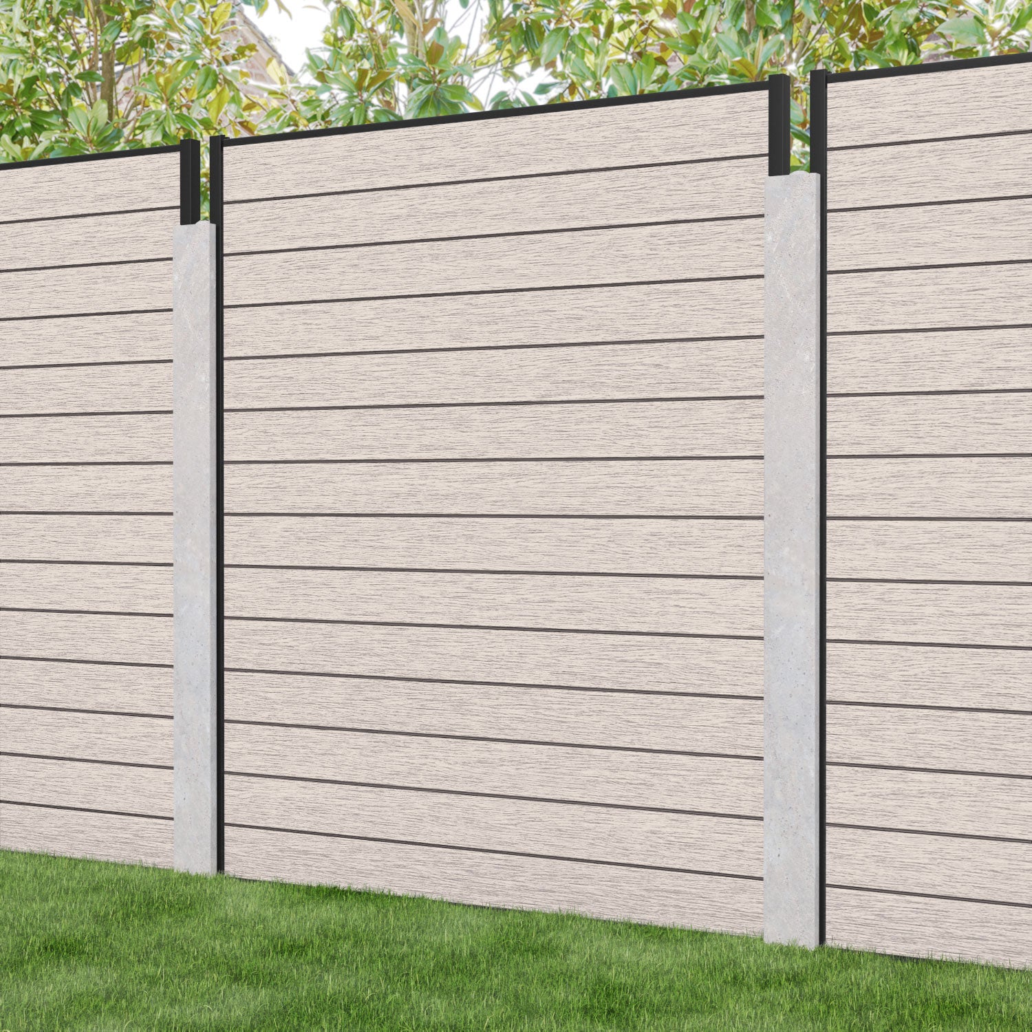 Fusion Fence Panel - Mid Stone - for existing concrete posts