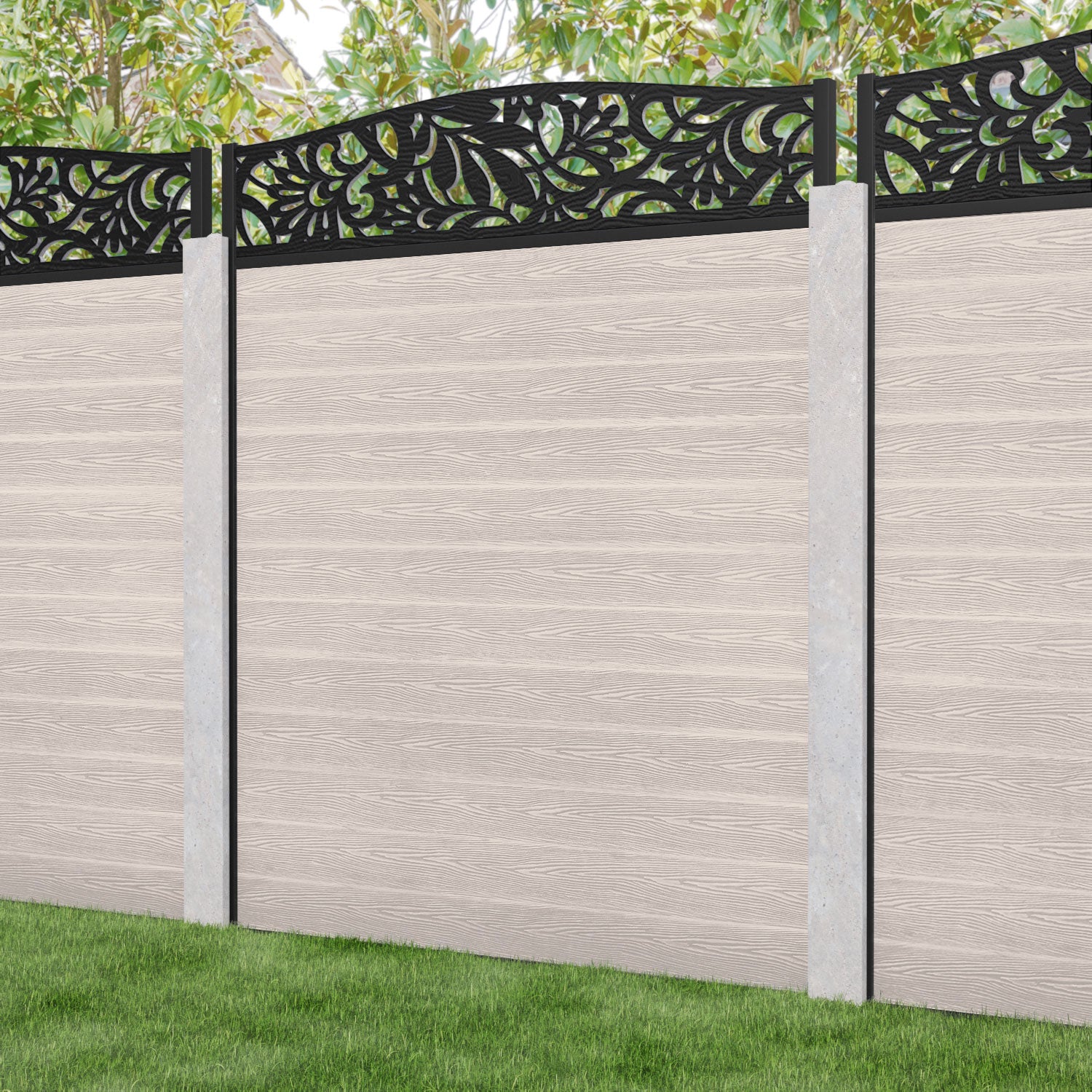 Classic Heritage Curved Top Fence Panel - Mid Stone - for existing concrete posts