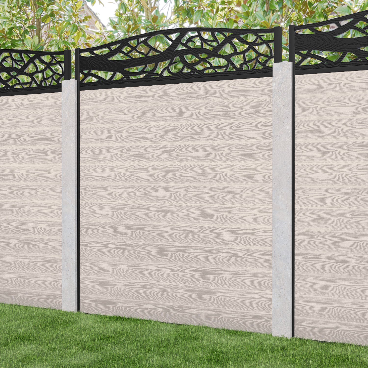 Classic Twilight Curved Top Fence Panel - Mid Stone - for existing concrete posts