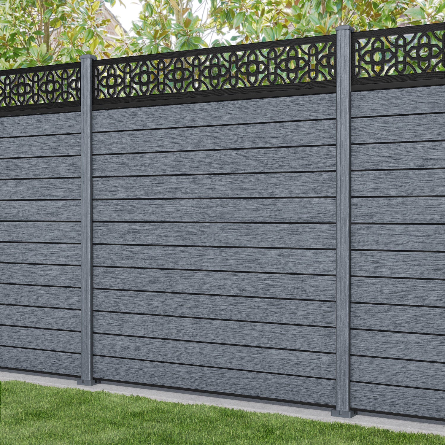 Fusion Nabila Fence Panel - Anthracite - with our composite posts