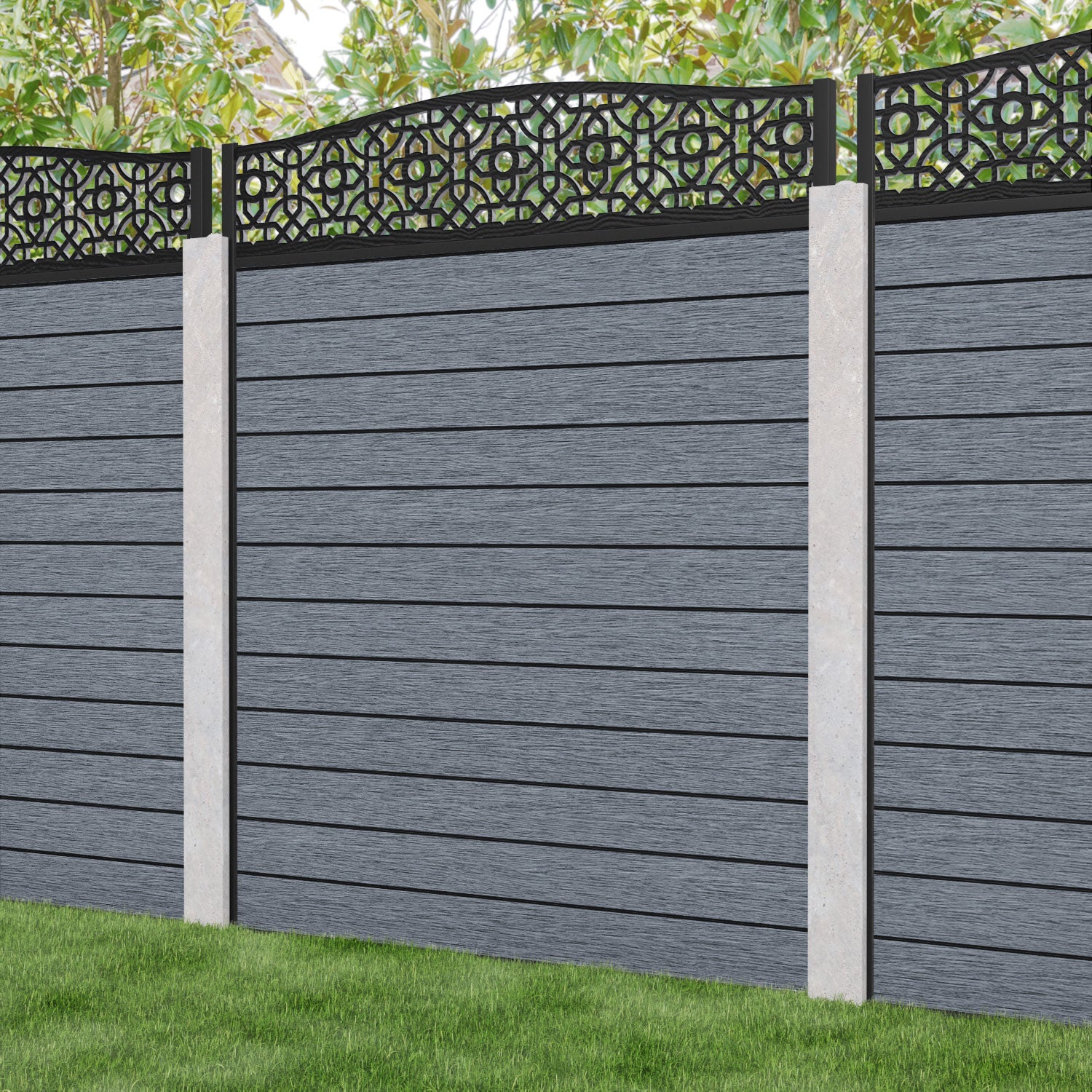 Fusion Nabila Curved Top Fence Panel - Anthracite - for existing concrete posts