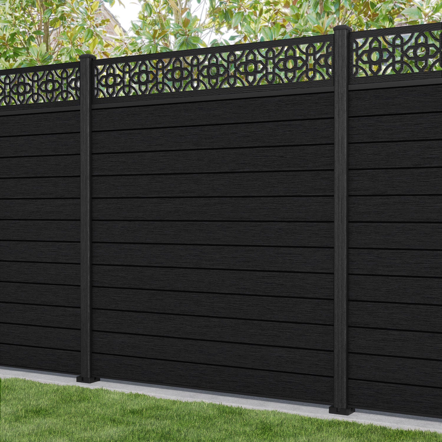 Fusion Nabila Fence Panel - Black - with our composite posts