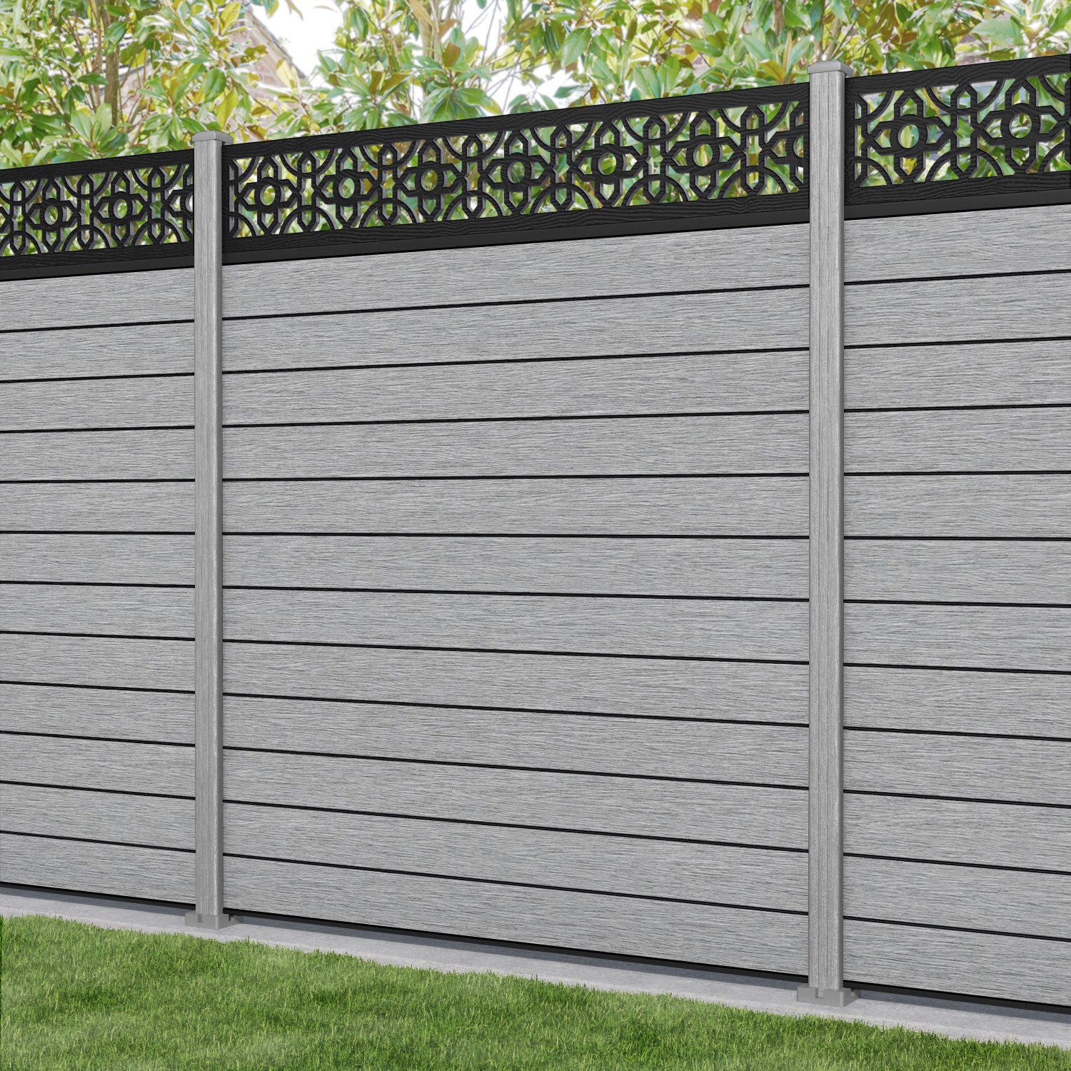 Fusion Nabila Fence Panel - Light Grey - with our composite posts