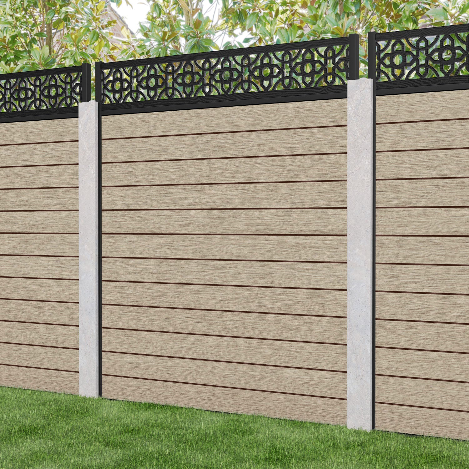 Fusion Nabila Fence Panel - Light Oak - for existing concrete posts
