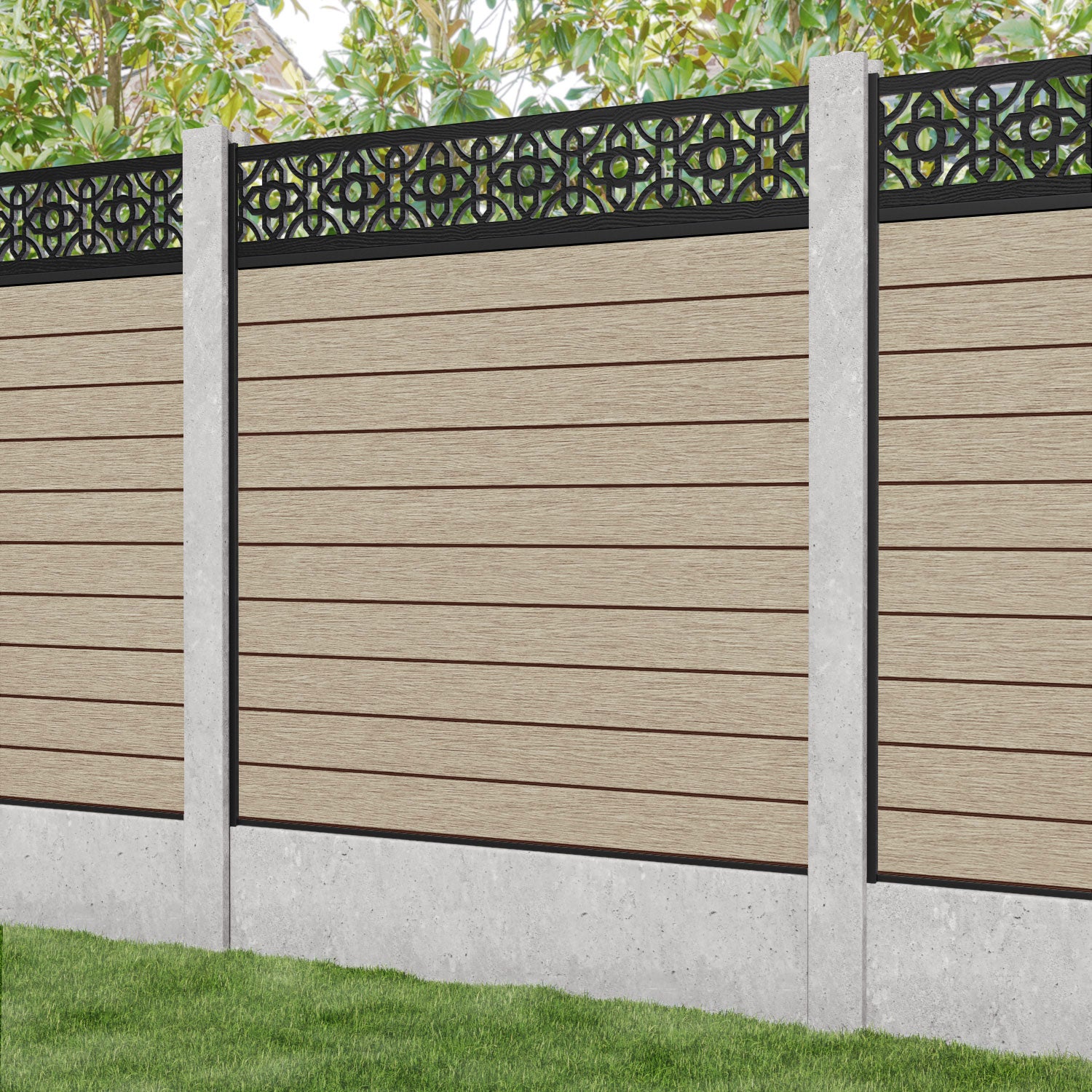 Fusion Nabila Fence Panel - Light Oak - for existing concrete posts