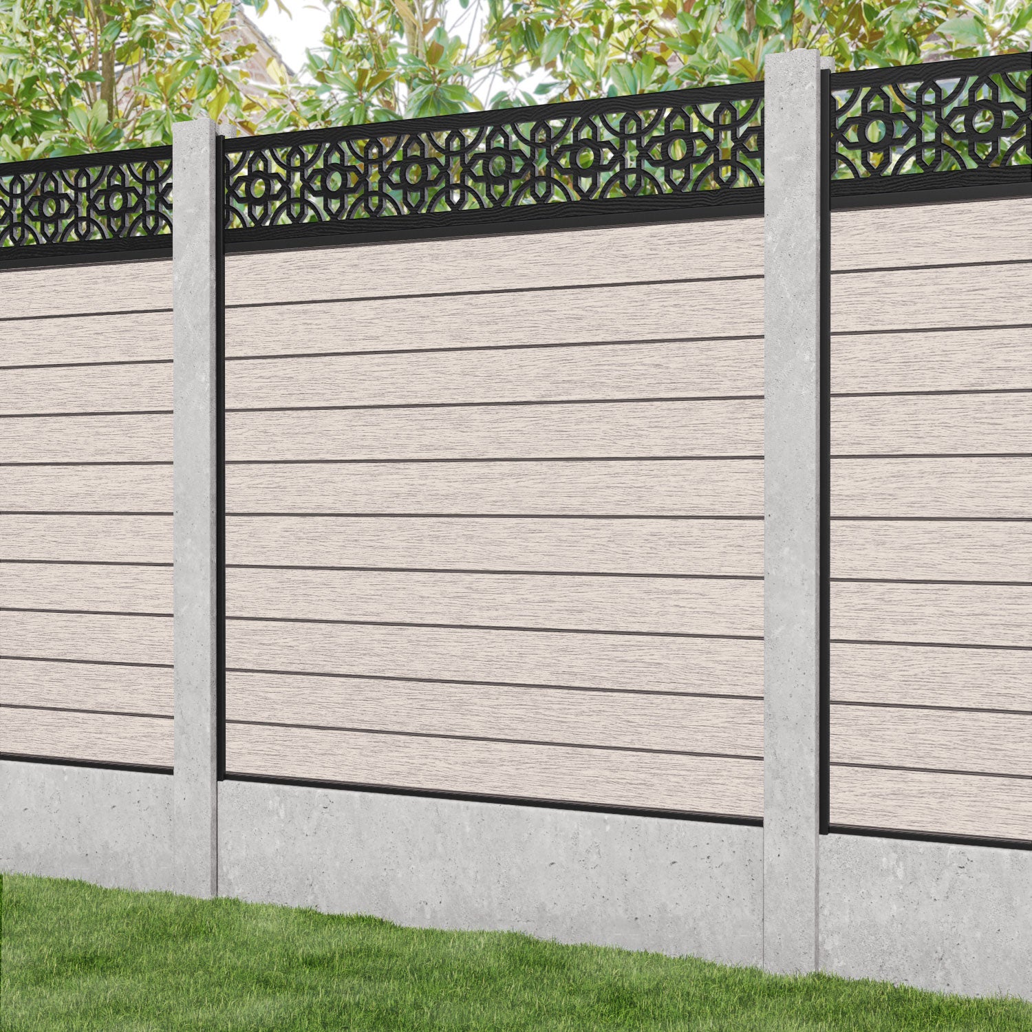Fusion Nabila Fence Panel - Mid Stone - for existing concrete posts