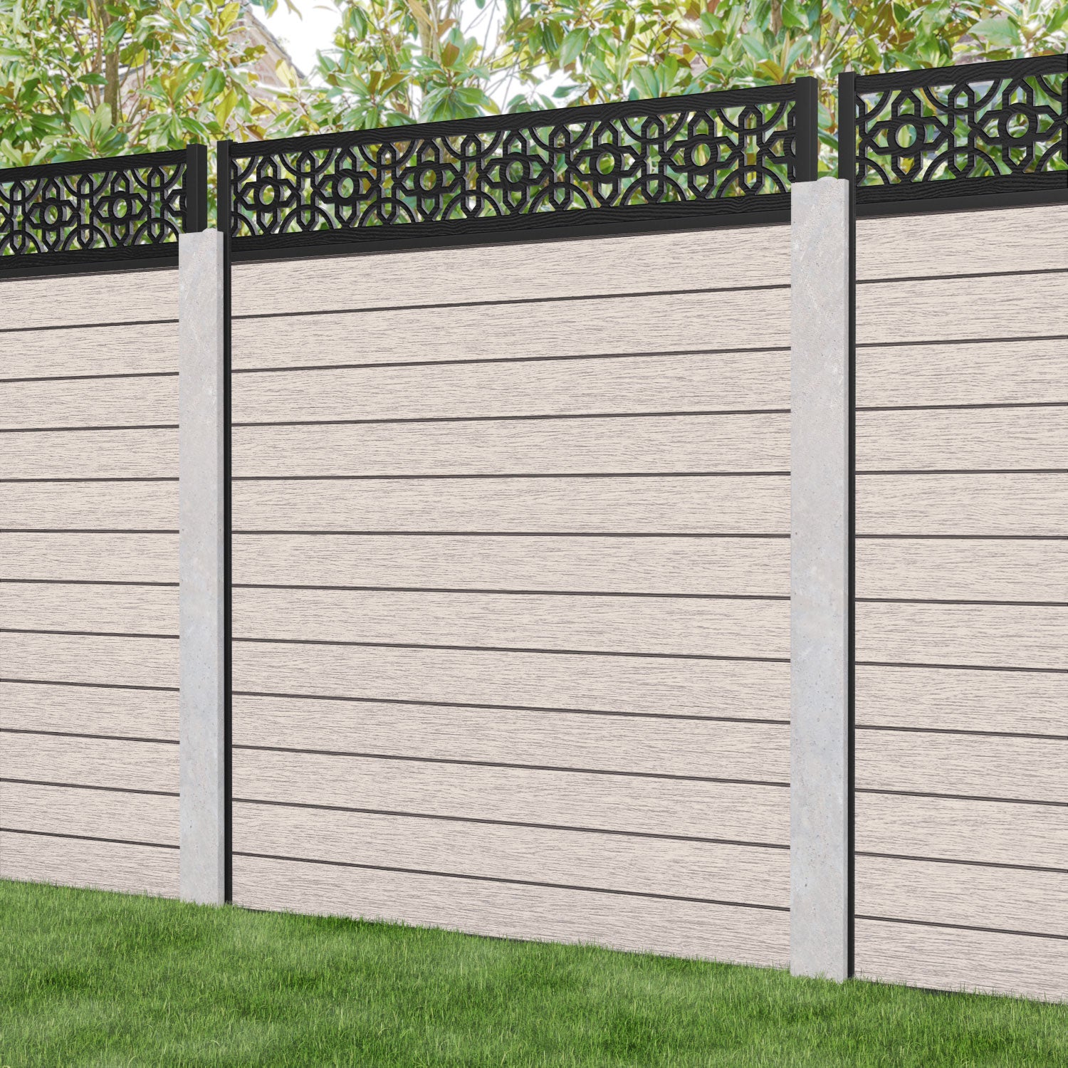 Fusion Nabila Fence Panel - Mid Stone - for existing concrete posts
