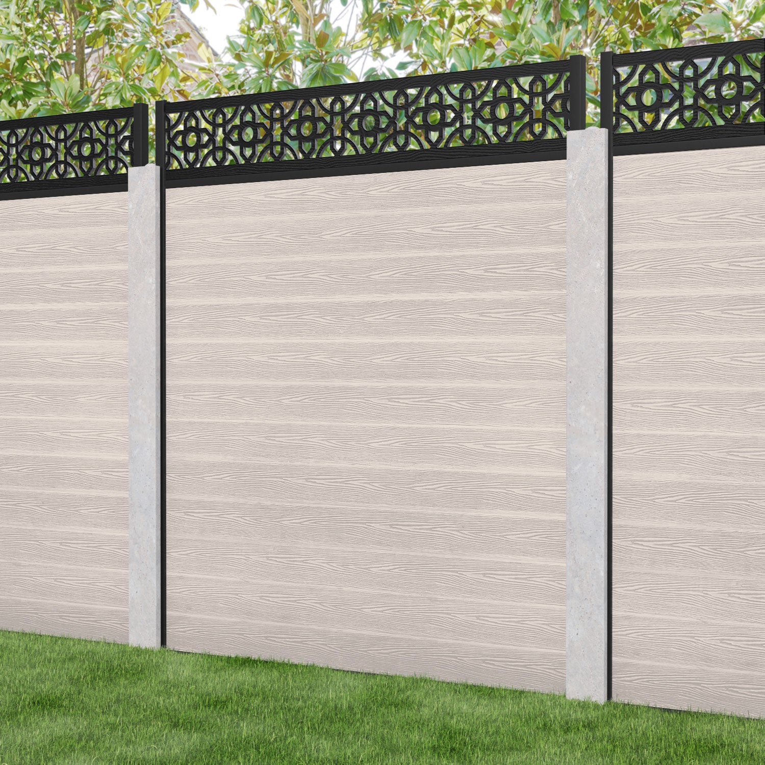Classic Nabila Fence Panel - Mid Stone - for existing concrete posts