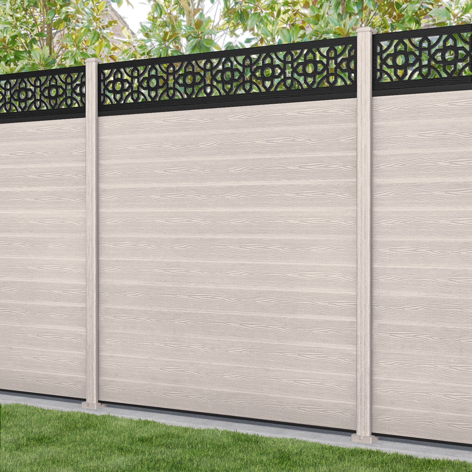 Classic Nabila Fence Panel - Mid Stone - with our composite posts