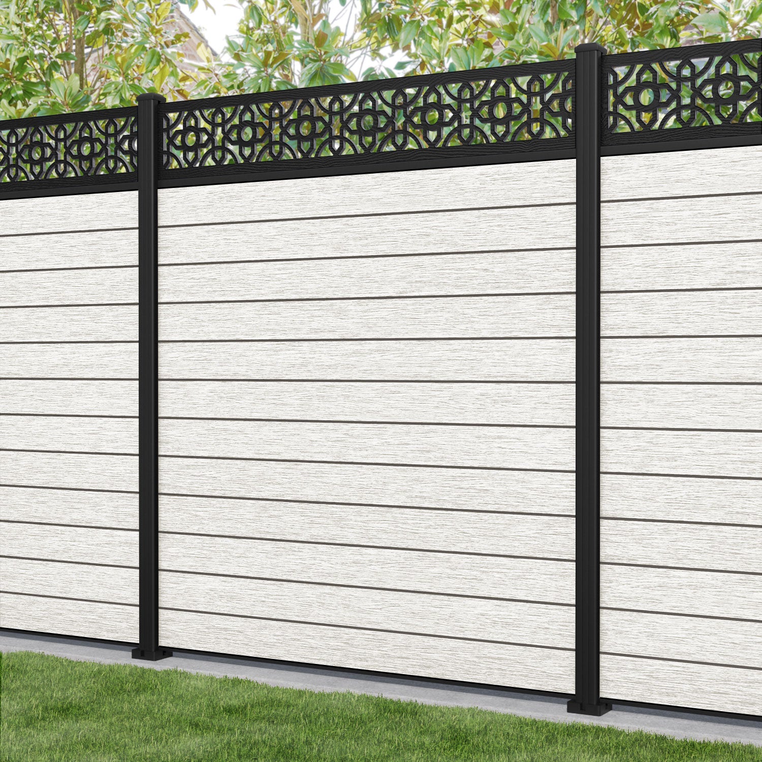 Fusion Nabila Fence Panel - Light Stone - with our aluminium posts