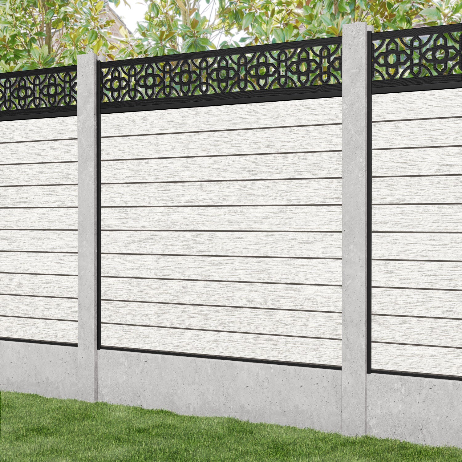 Fusion Nabila Fence Panel - Light Stone - for existing concrete posts
