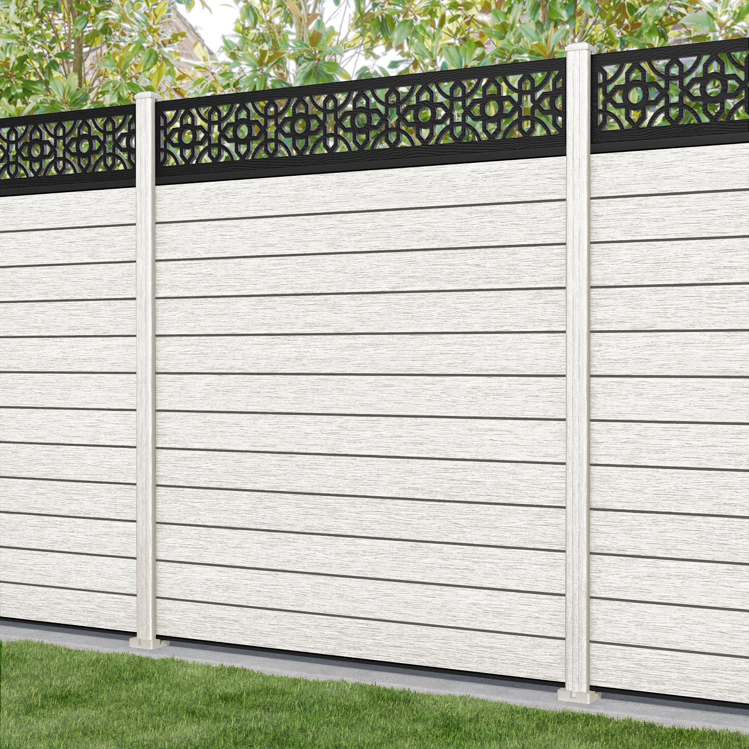 Fusion Nabila Fence Panel - Light Stone - with our composite posts