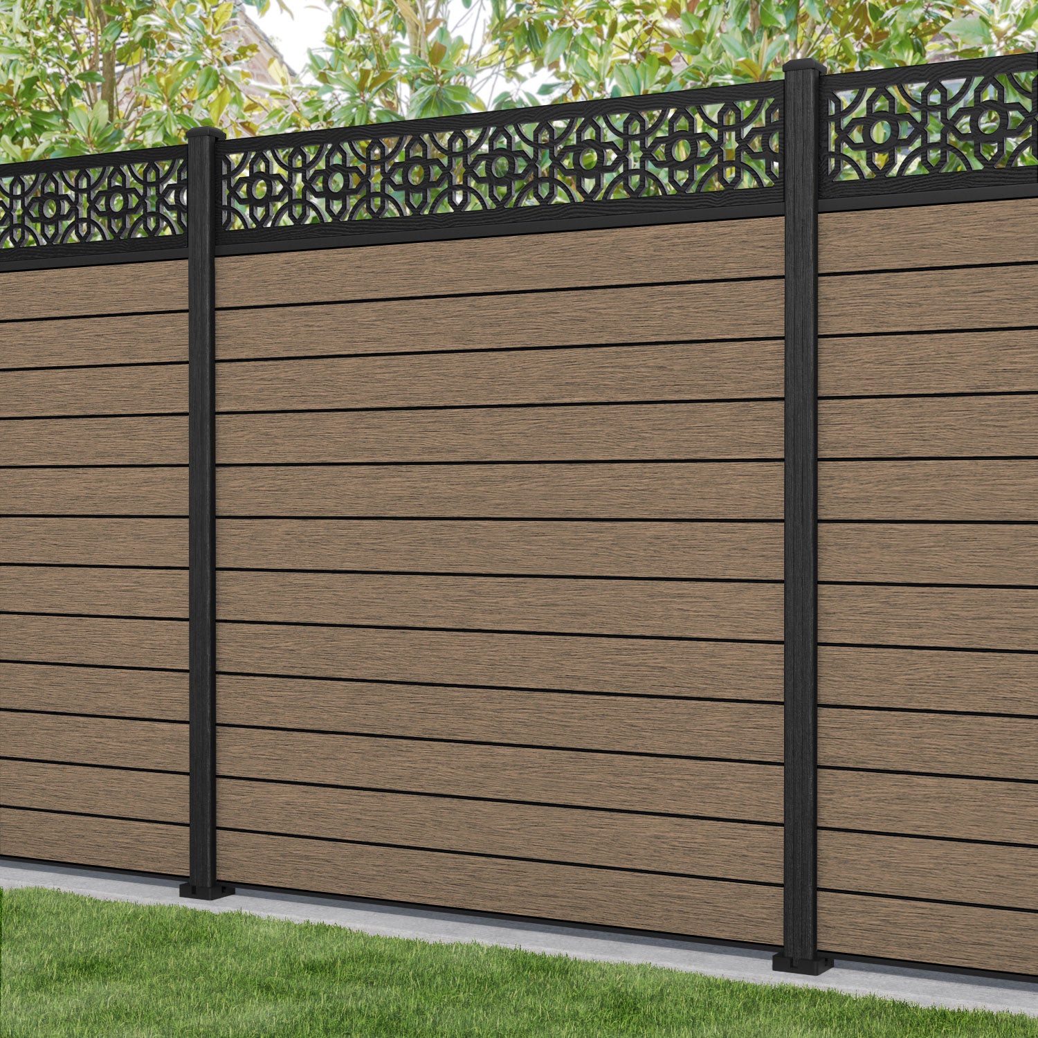 Fusion Nabila Fence Panel - Teak - with our composite posts