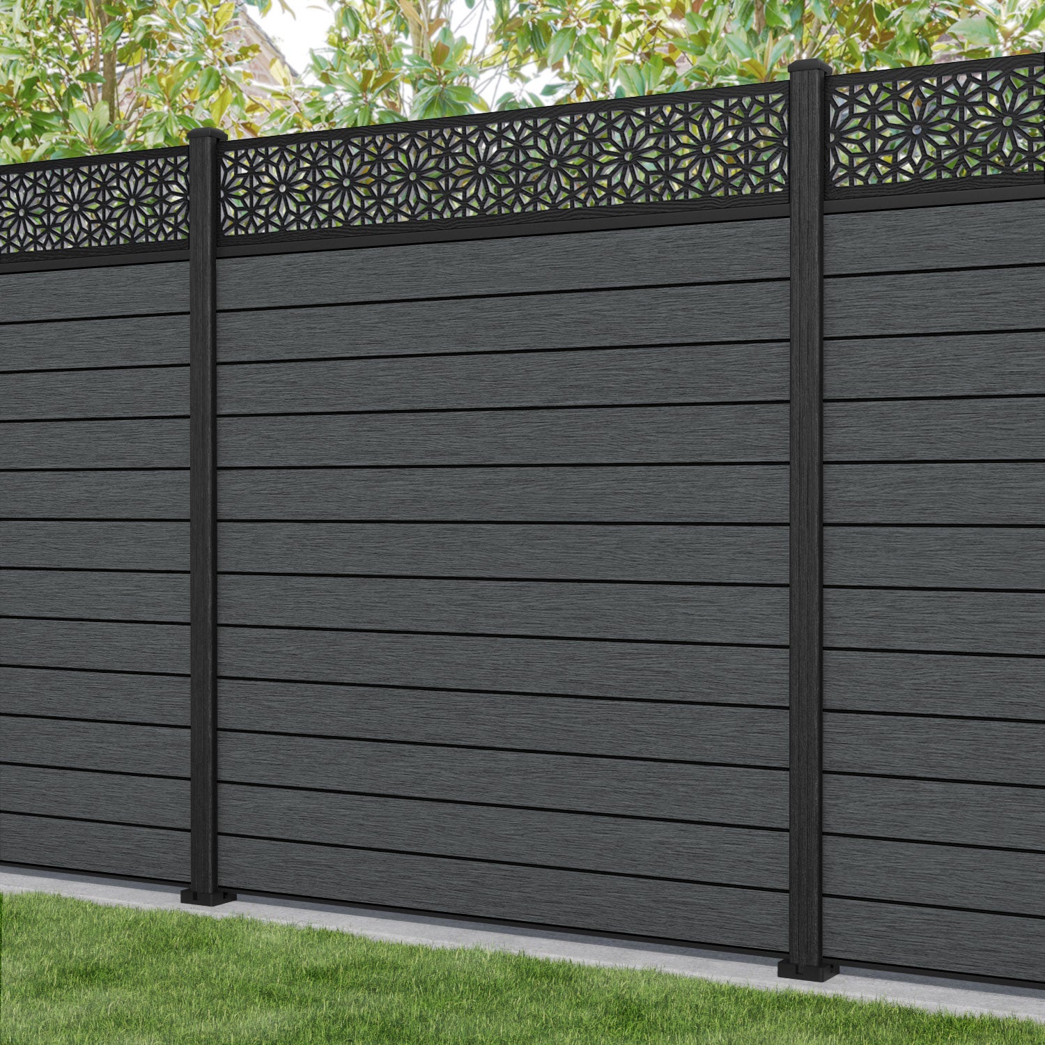 Fusion Narwa Fence Panel - Dark Grey - with our composite posts