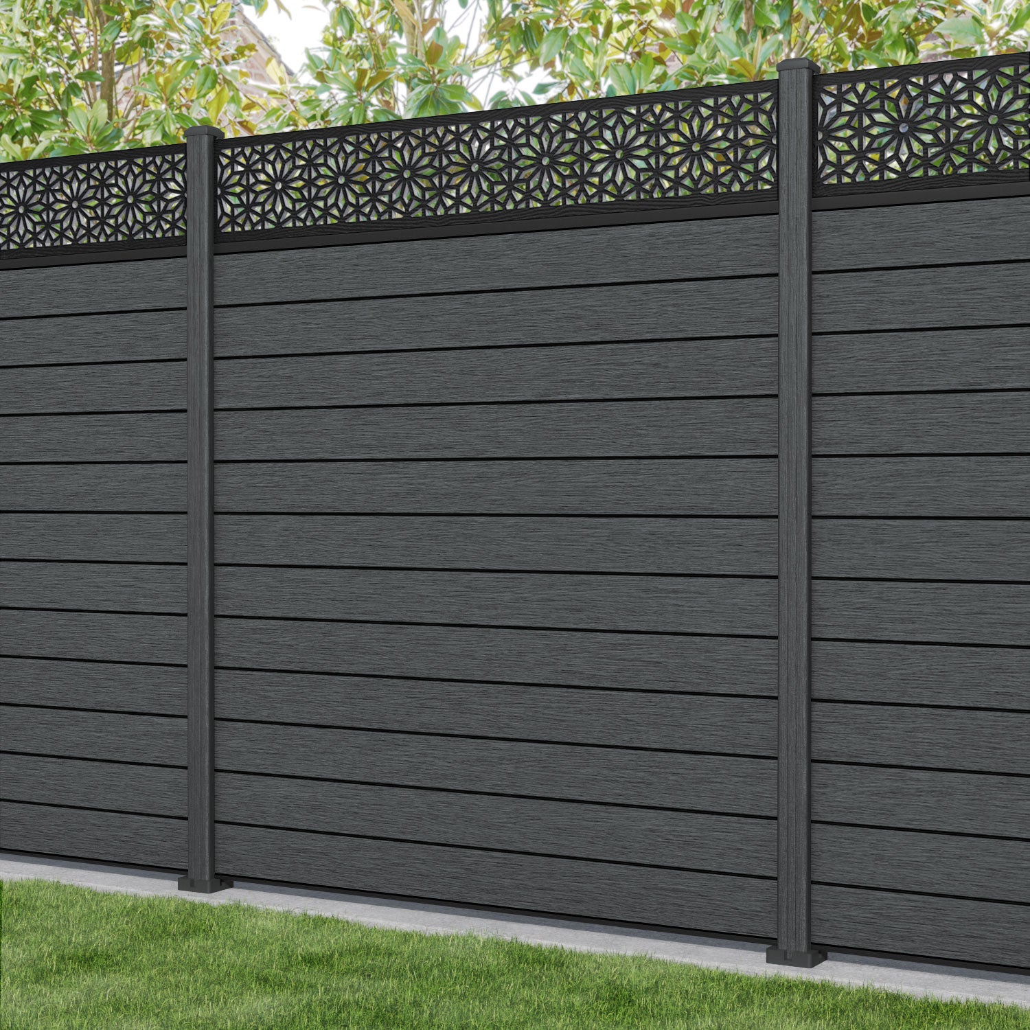 Fusion Narwa Fence Panel - Dark Grey - with our composite posts