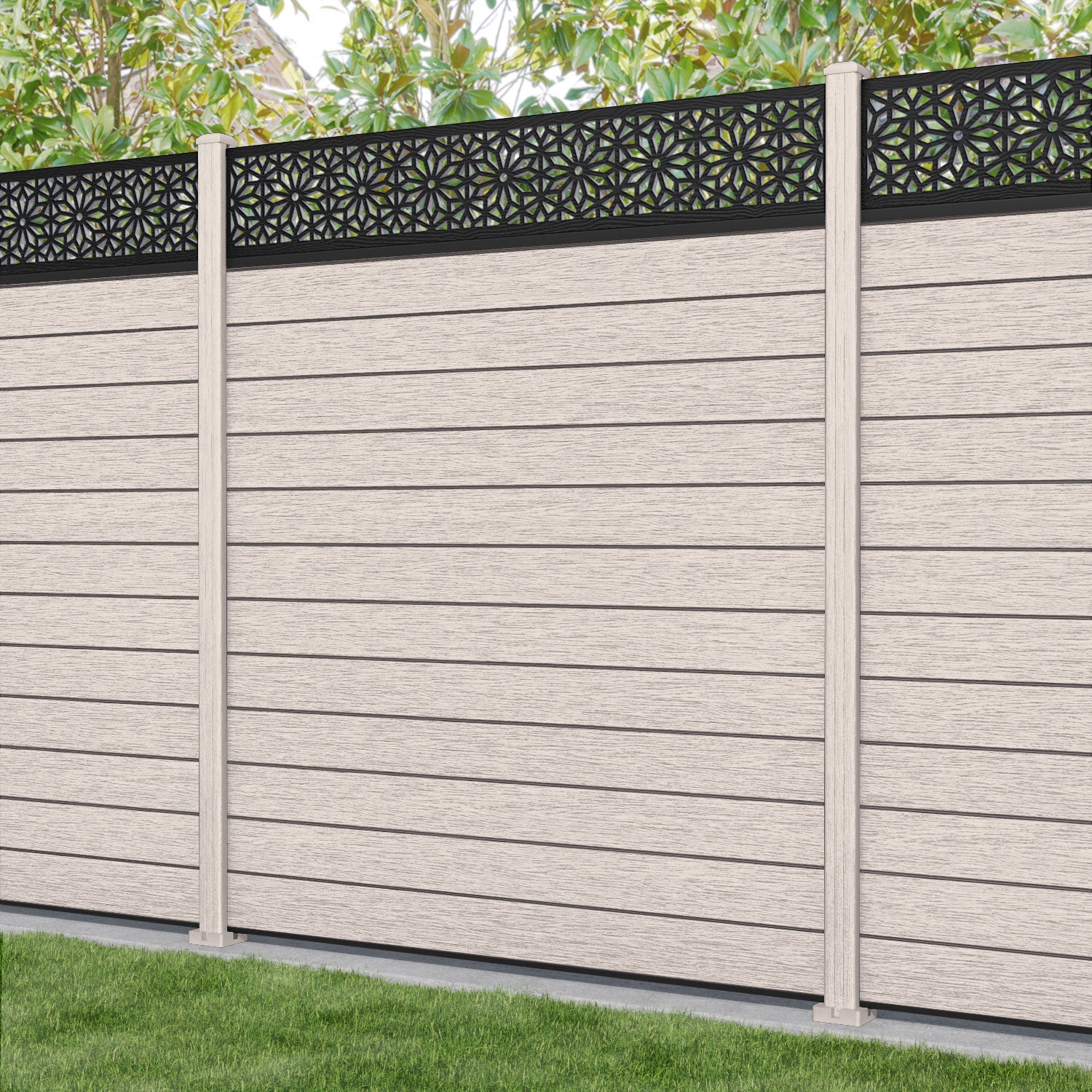 Fusion Narwa Fence Panel - Mid Stone - with our composite posts