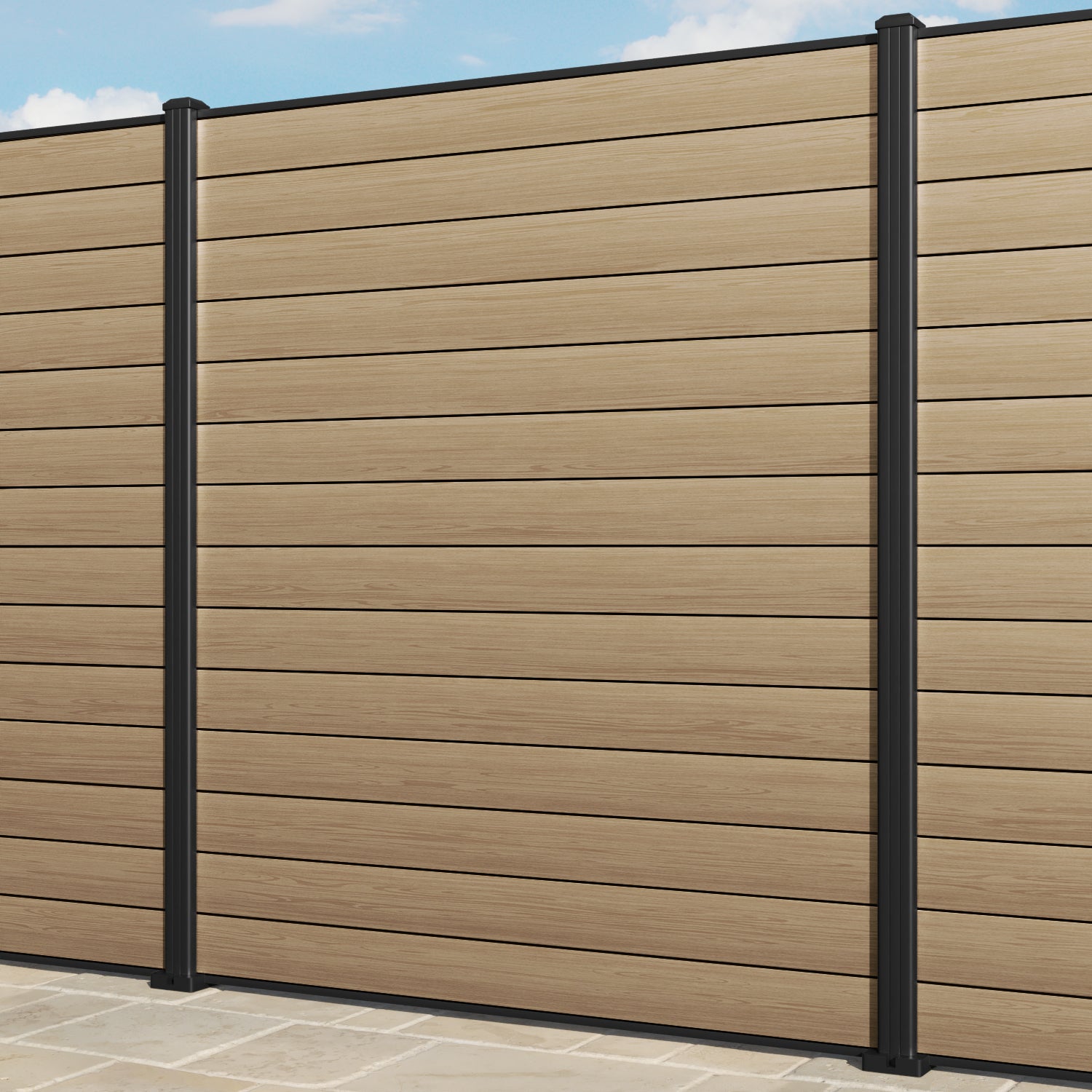 Gate Matching Aluminium Fence Panel - Natural Oak - with our aluminium posts
