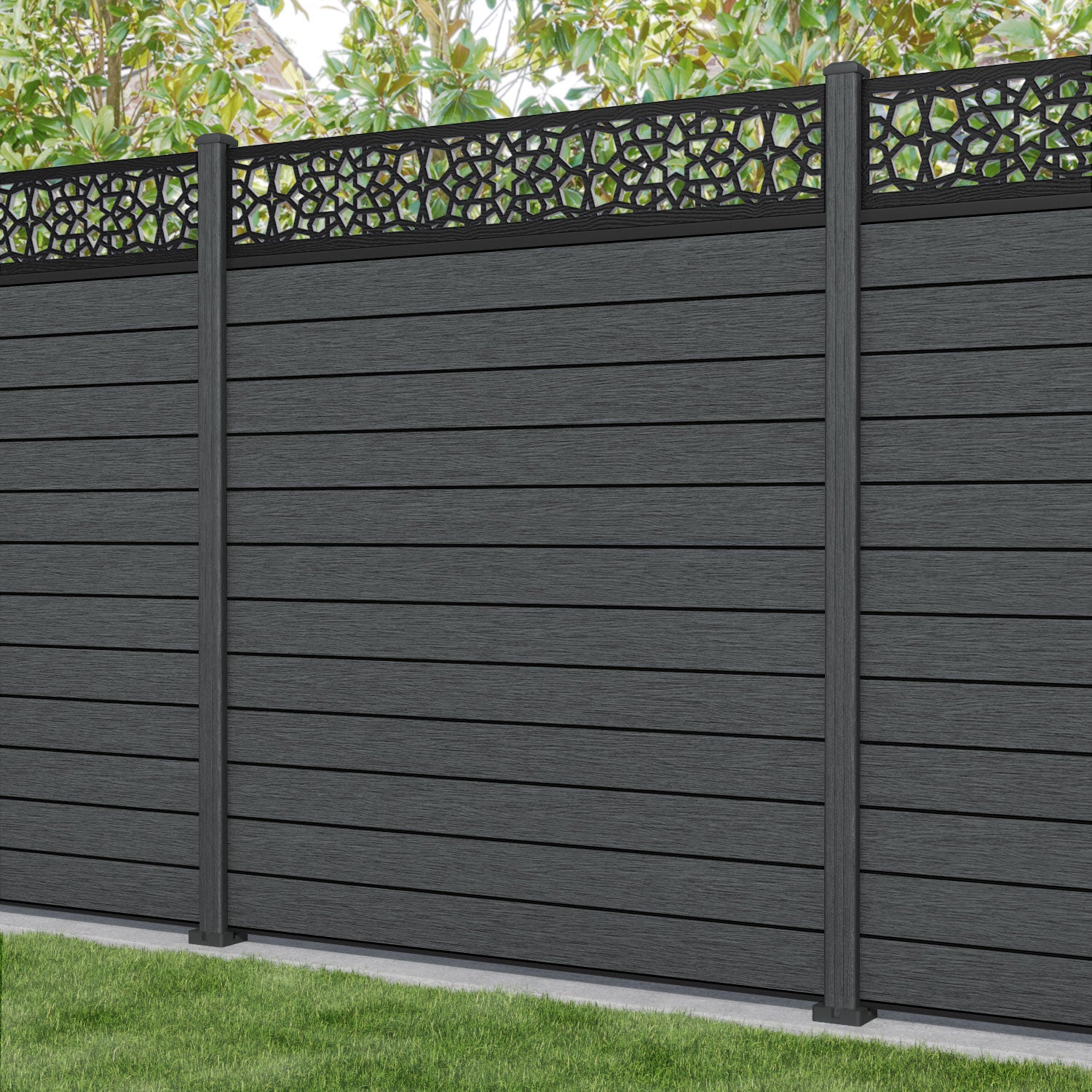 Fusion Nazira Fence Panel - Dark Grey - with our composite posts