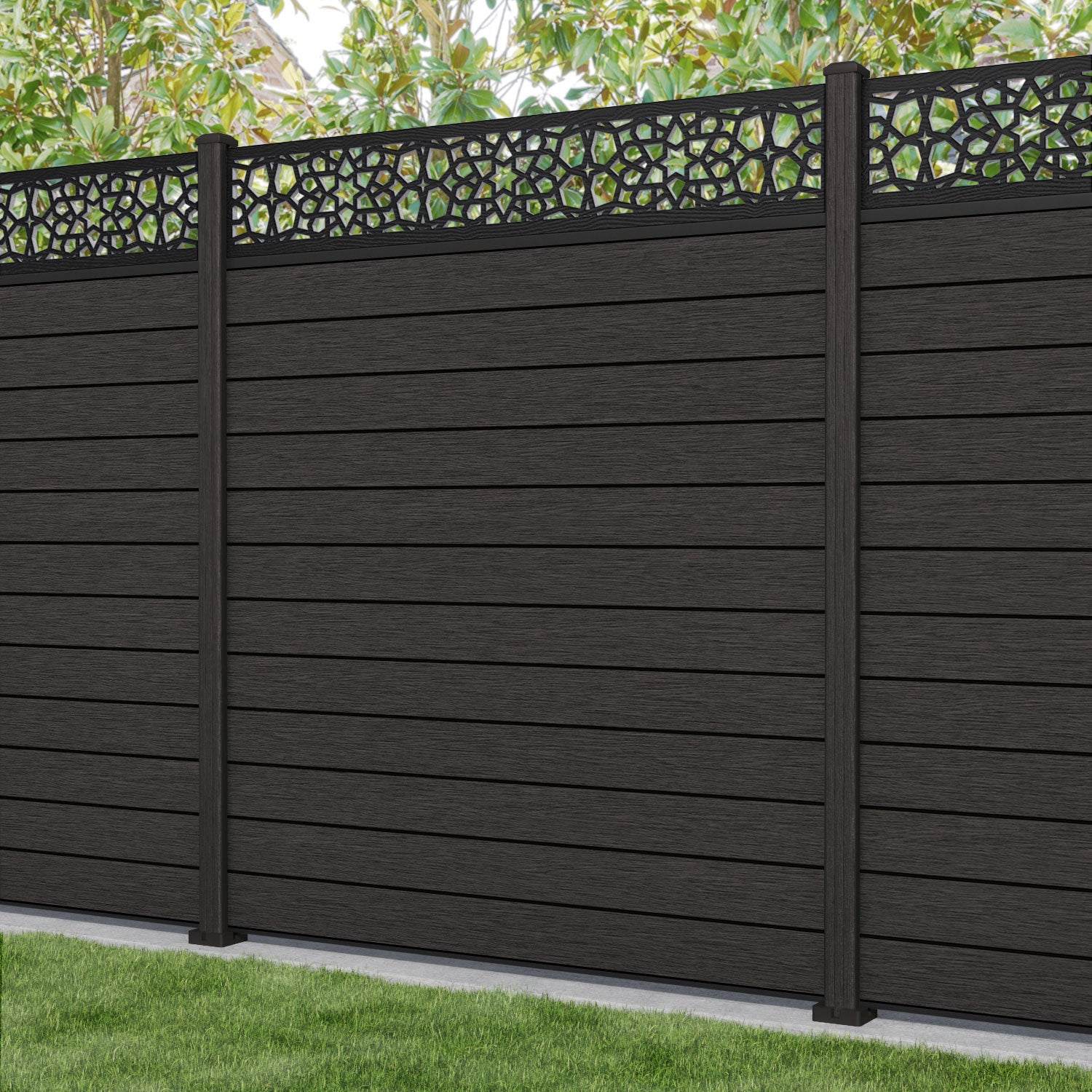 Fusion Nazira Fence Panel - Dark Oak - with our composite posts