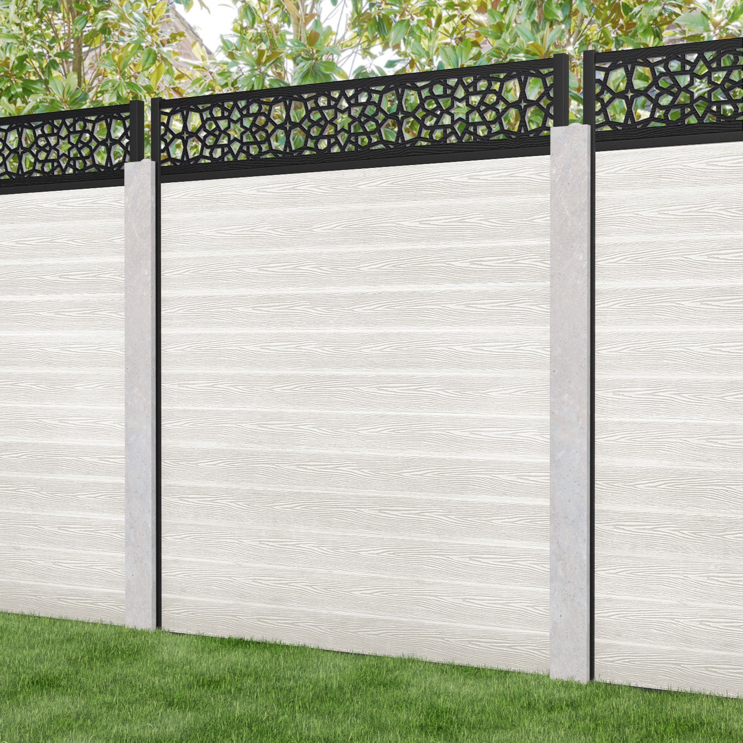 Classic Nazira Fence Panel - Light Stone - for existing concrete posts