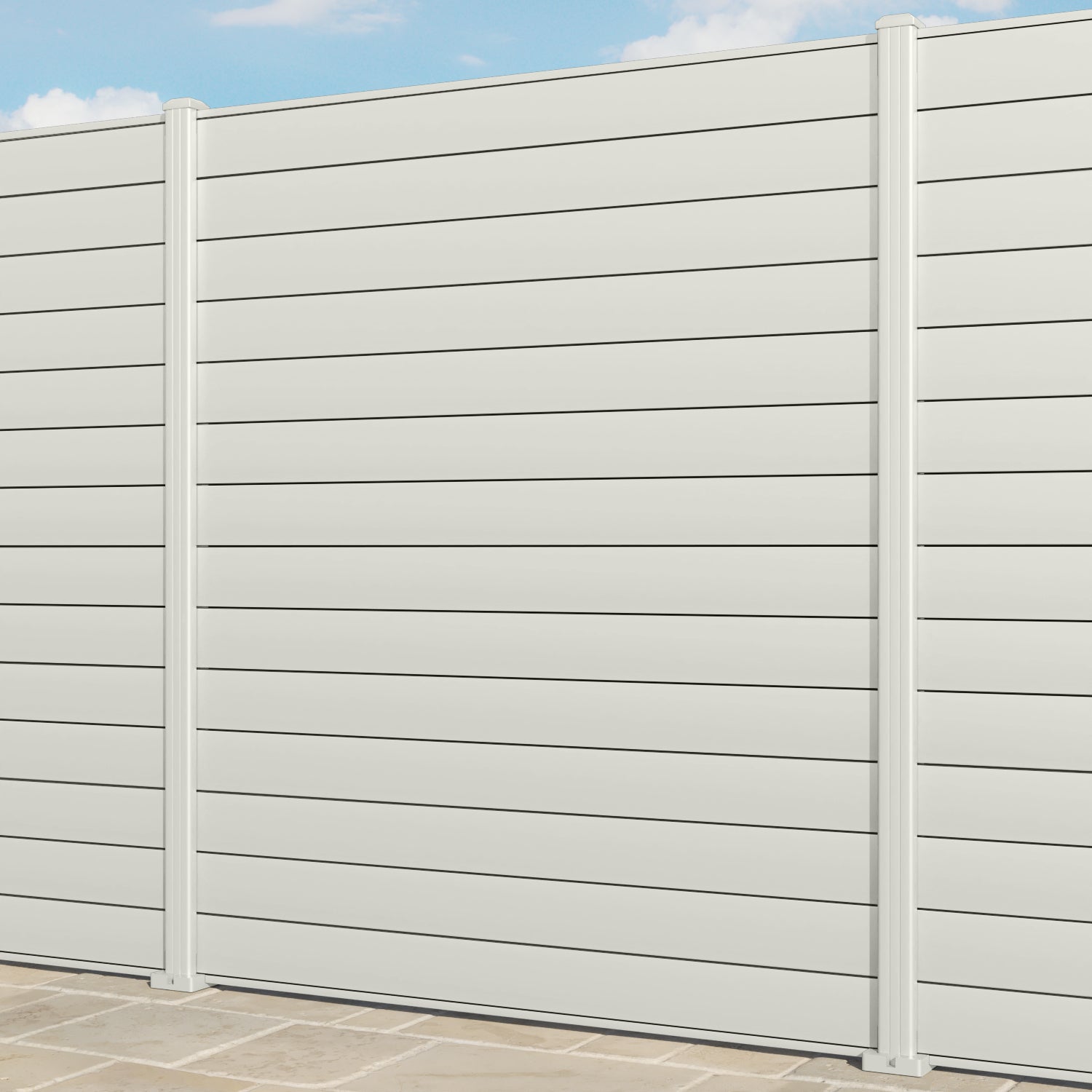 Gate Matching Aluminium Fence Panel - Off White - with our aluminium posts