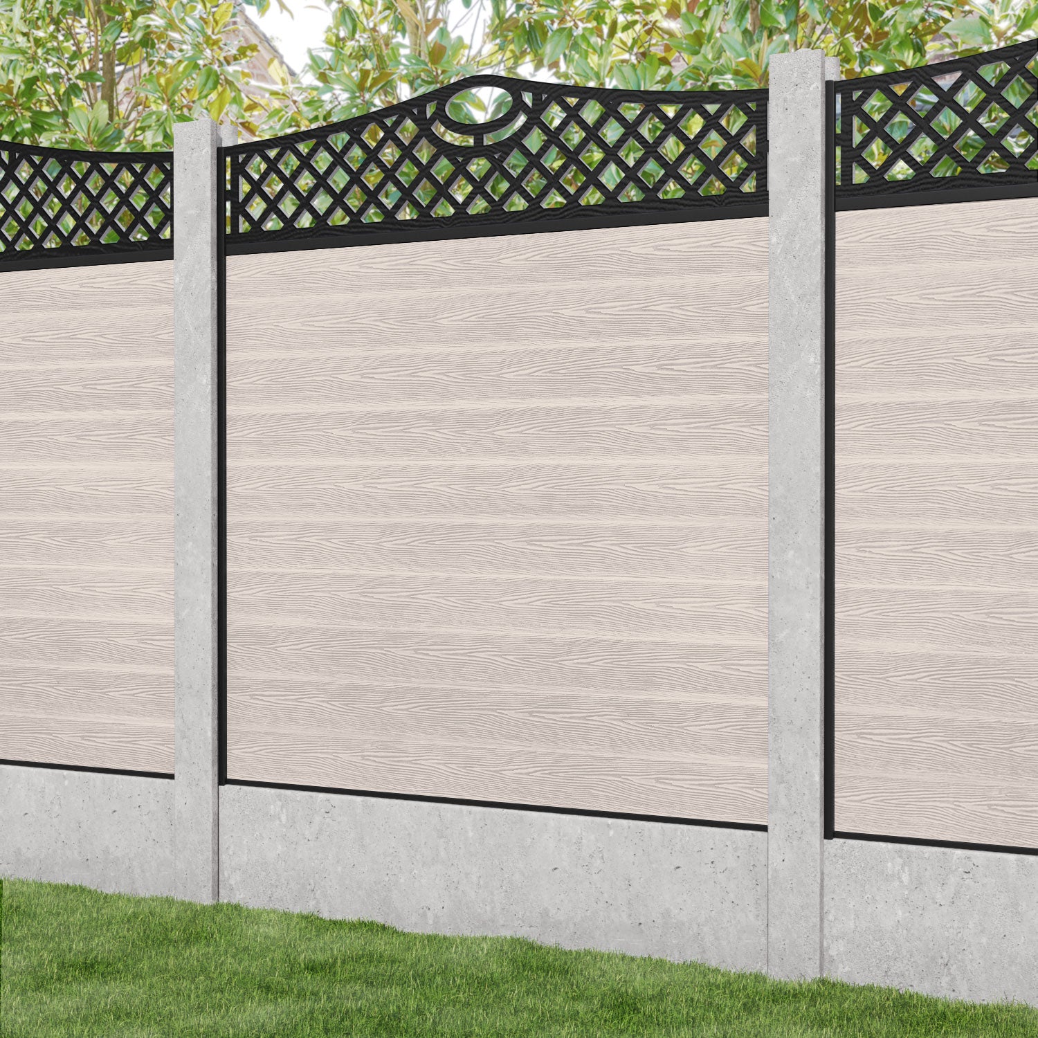 Classic Oxford Curved Top Fence Panel - Mid Stone - for existing concrete posts