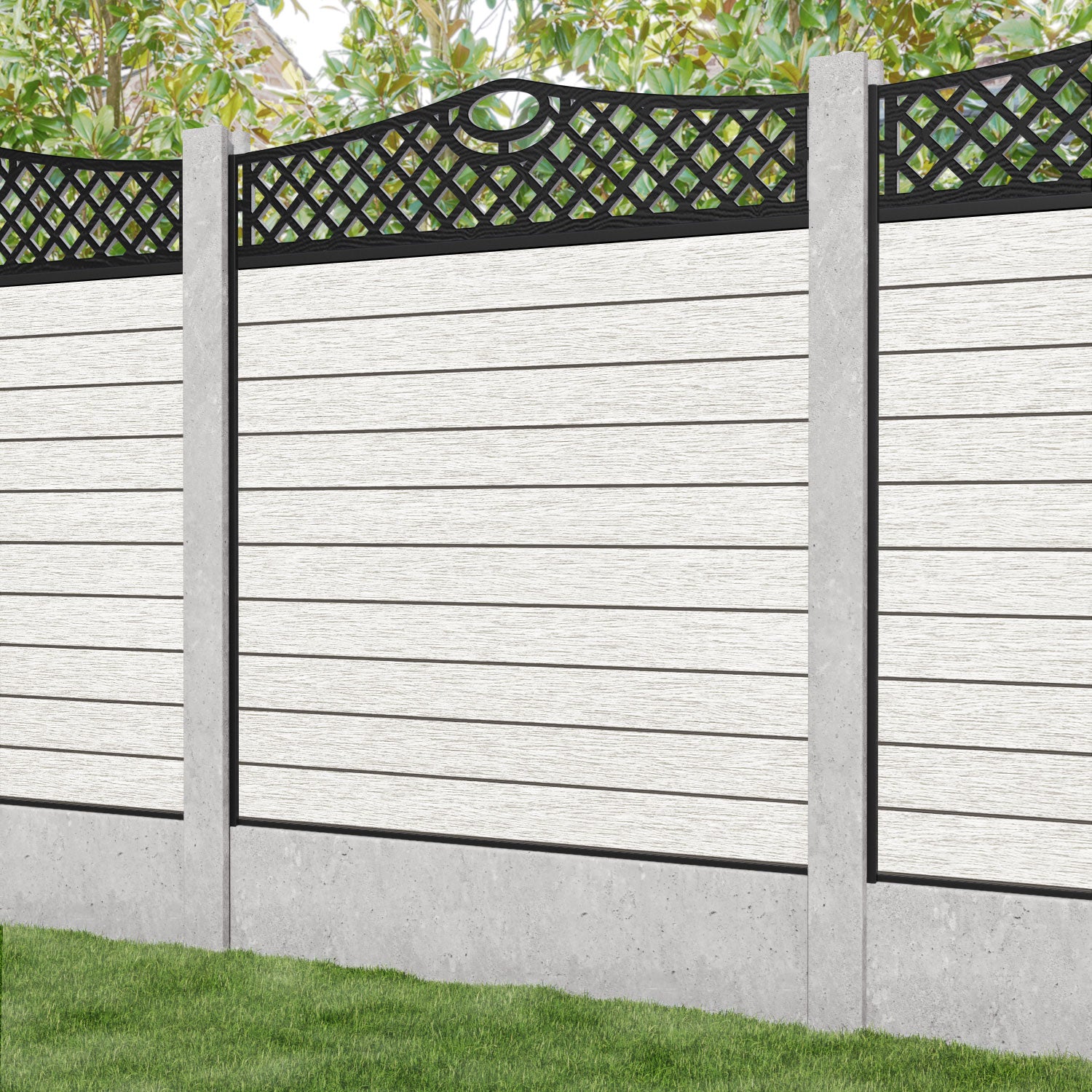 Fusion Oxford Curved Top Fence Panel - Light Stone - for existing concrete posts
