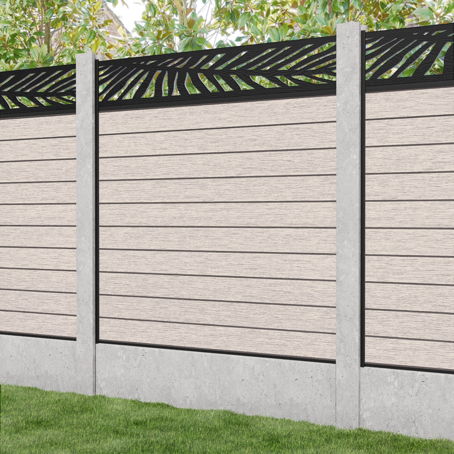 Fusion Palm Fence Panel - Mid Stone - for existing concrete posts