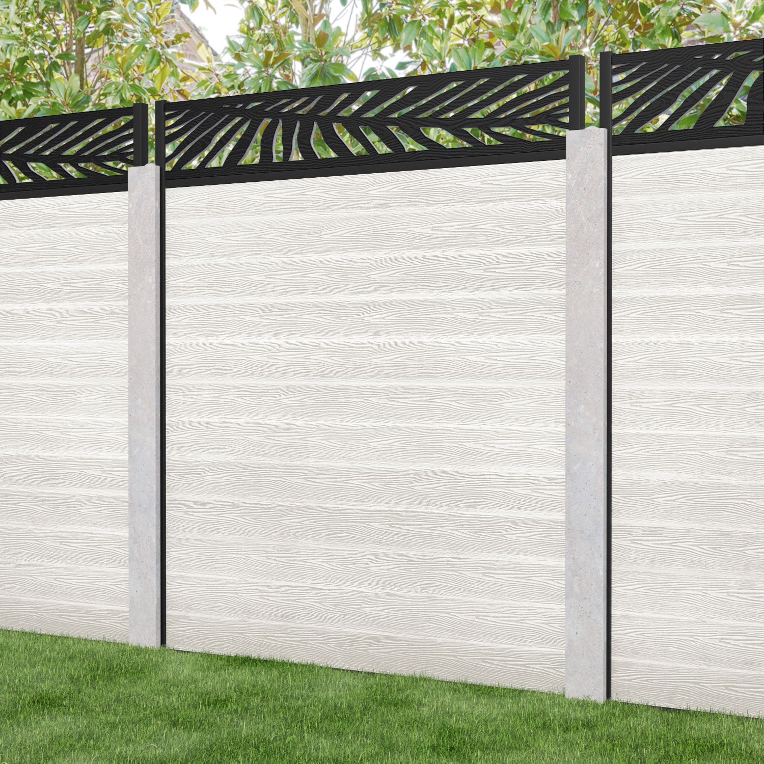 Classic Palm Fence Panel - Light Stone - for existing concrete posts