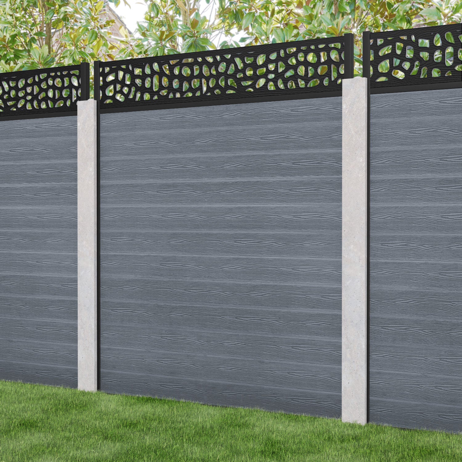 Classic Pebble Fence Panel - Anthracite - for existing concrete posts