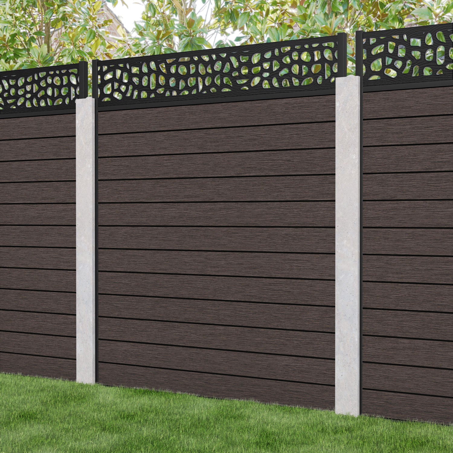 Fusion Pebble Fence Panel - Mid Brown - for existing concrete posts