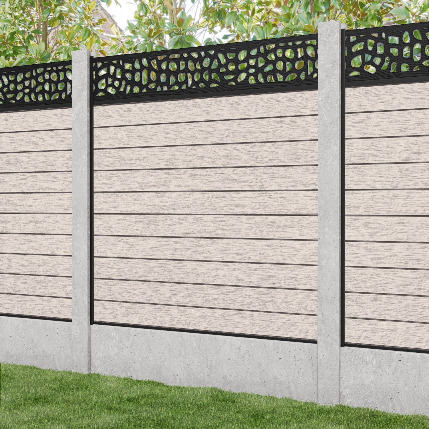 Fusion Pebble Fence Panel - Mid Stone - for existing concrete posts