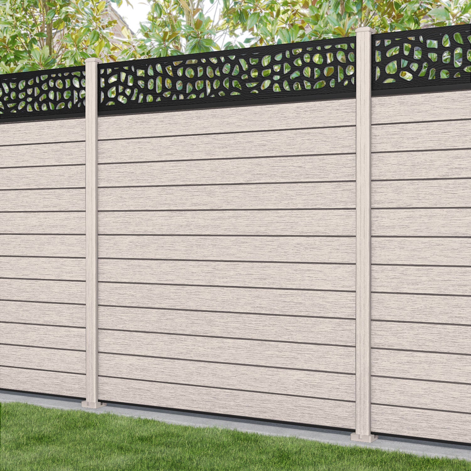 Fusion Pebble Fence Panel - Mid Stone - with our composite posts