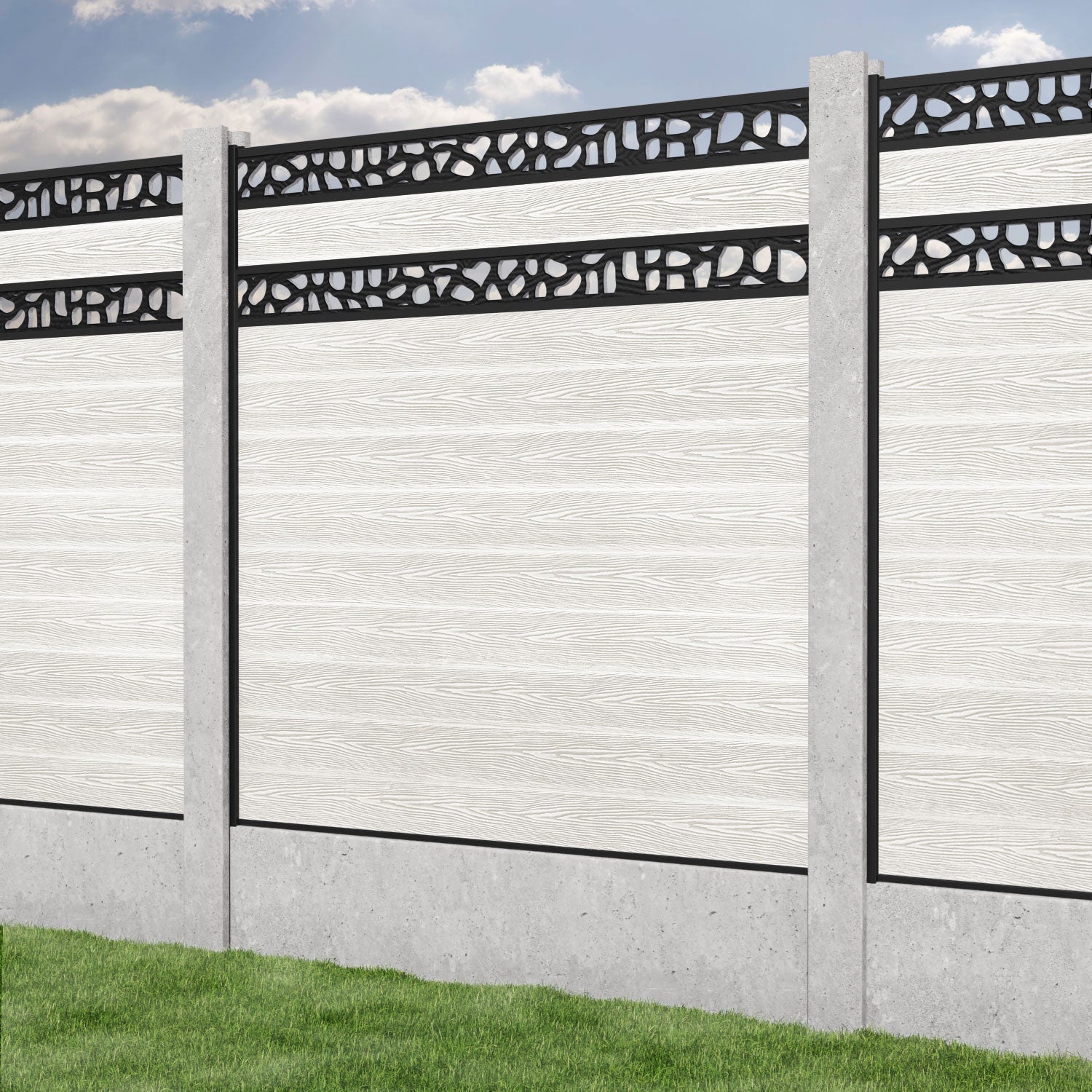 Classic Pebble Split Screen Fence Panel - Light Stone - for existing concrete posts