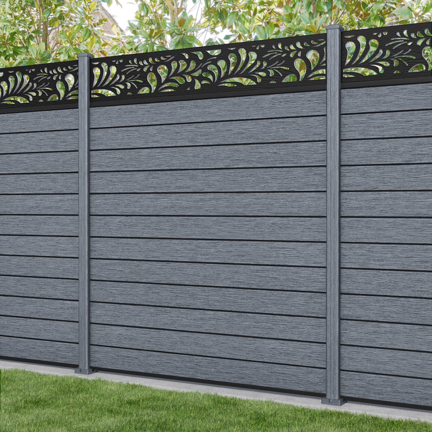Fusion Petal Fence Panel - Anthracite - with our composite posts