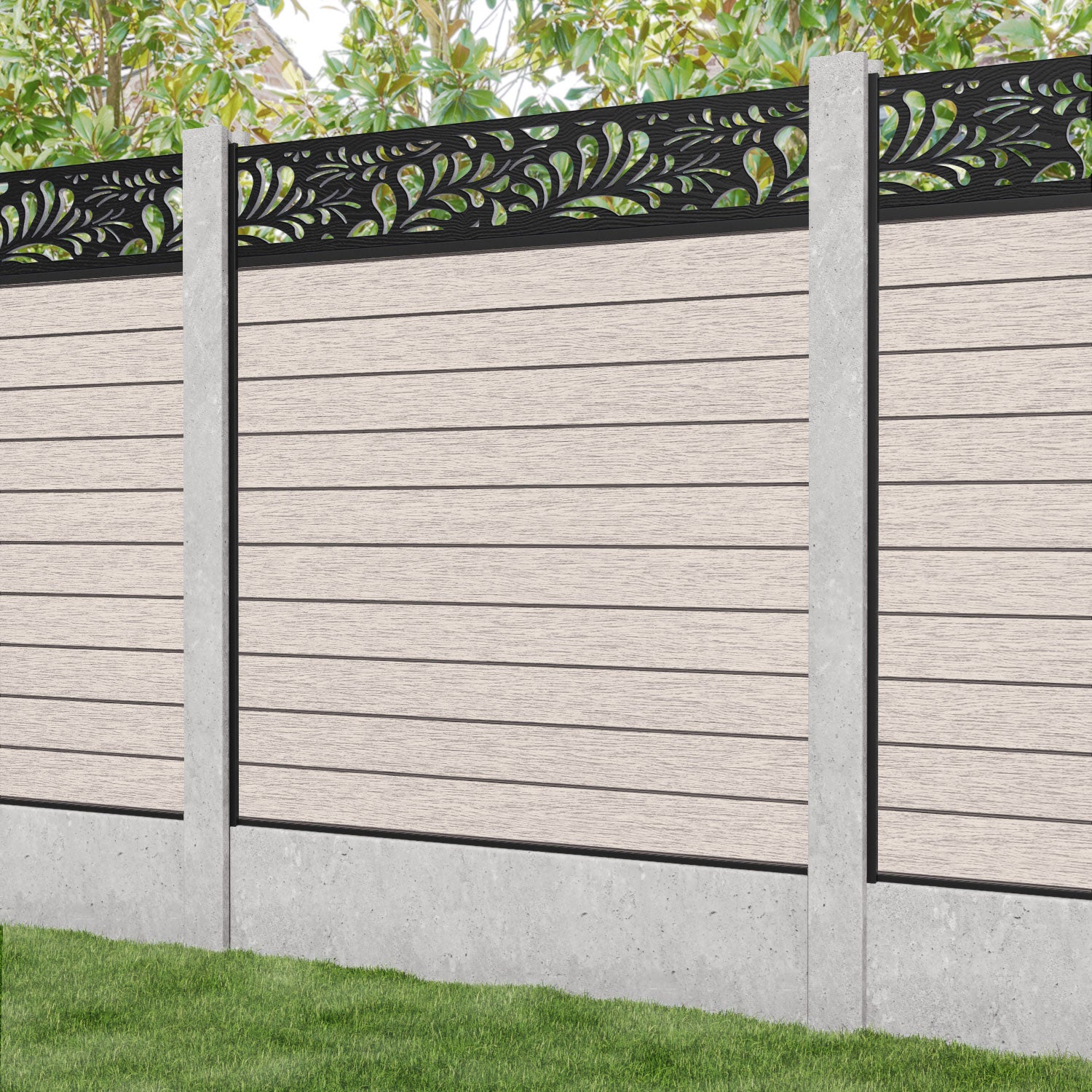 Fusion Petal Fence Panel - Mid Stone - for existing concrete posts