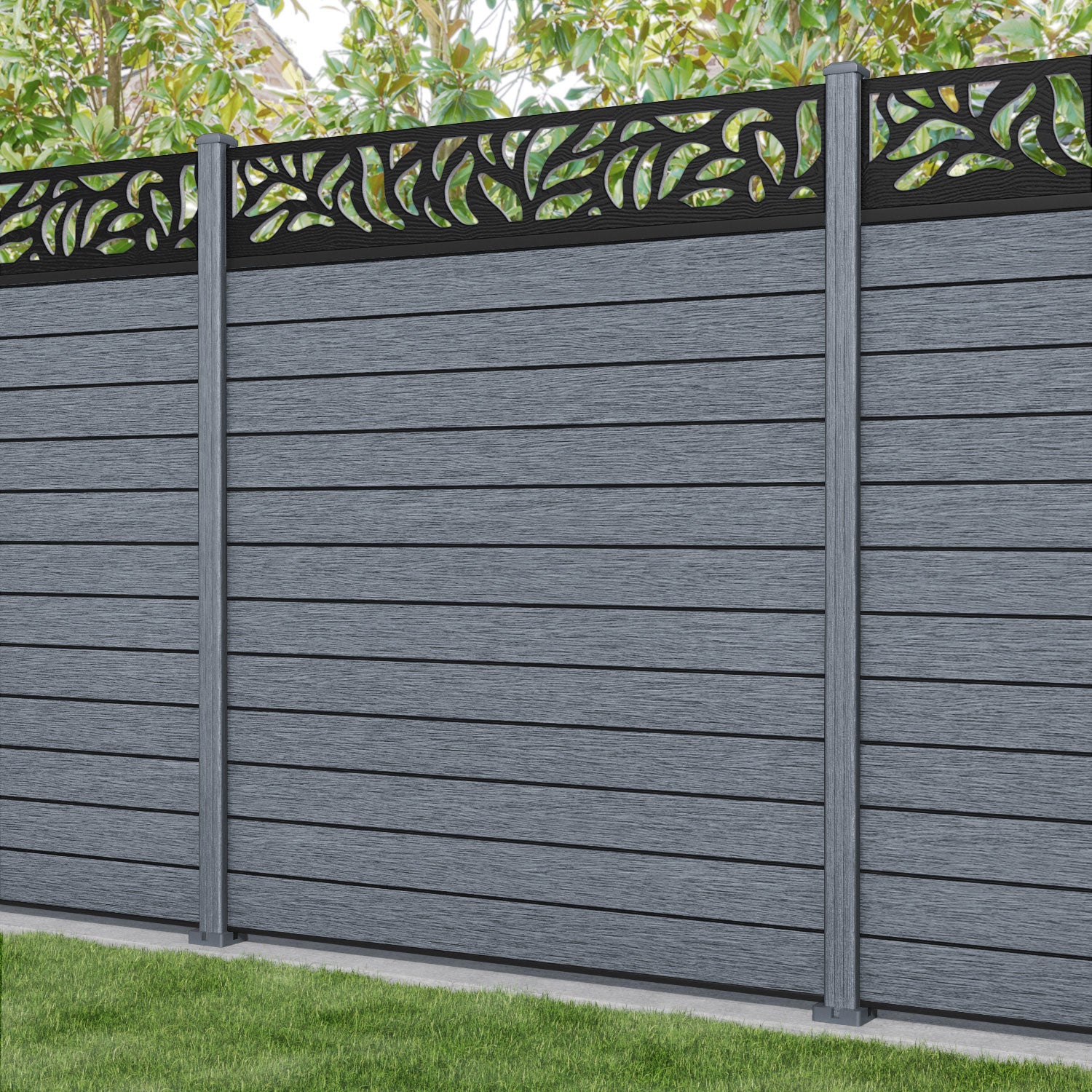 Fusion Plume Fence Panel - Anthracite - with our composite posts