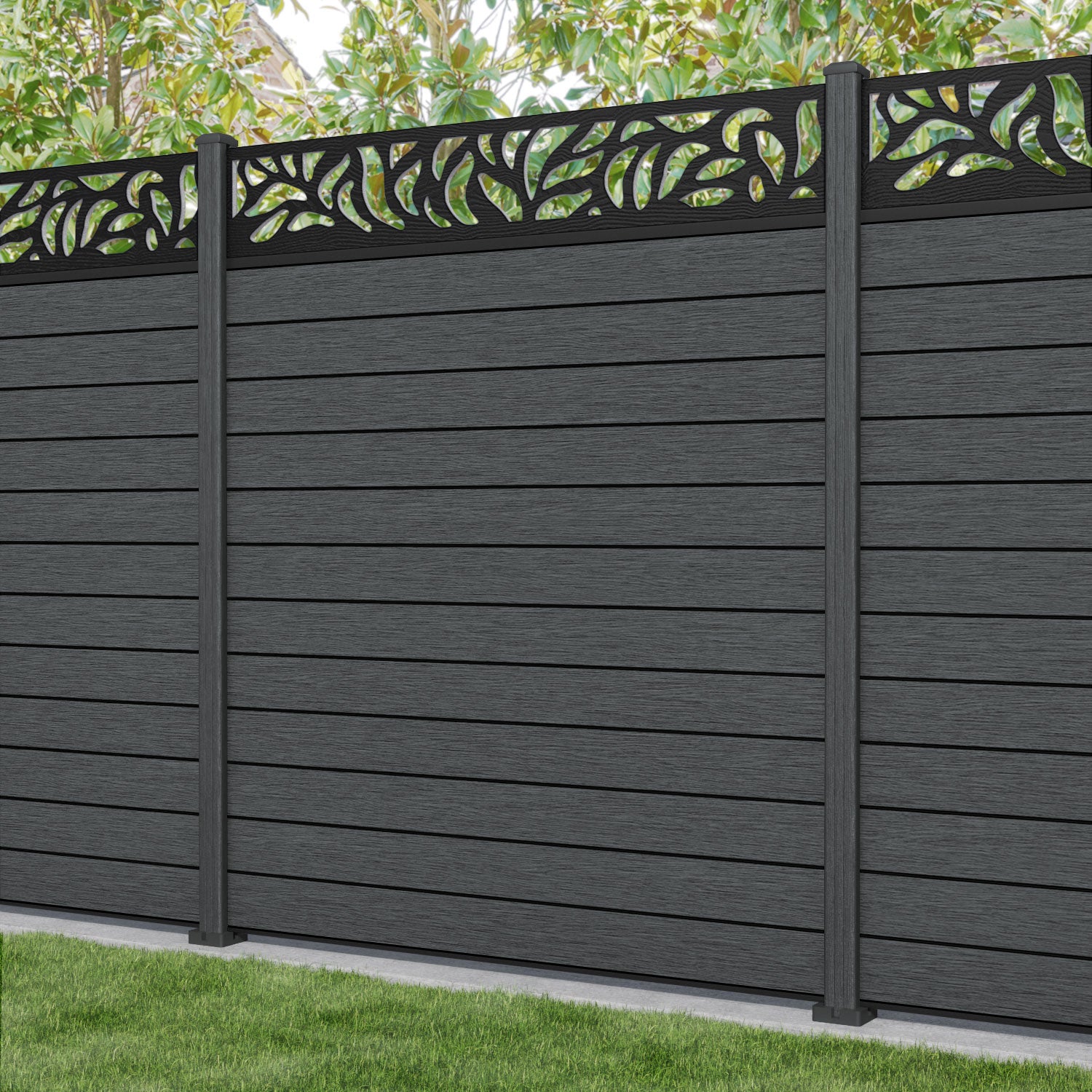 Fusion Plume Fence Panel - Dark Grey - with our composite posts