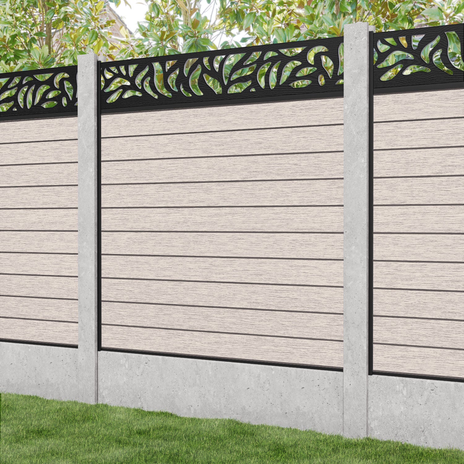 Fusion Plume Fence Panel - Mid Stone - for existing concrete posts