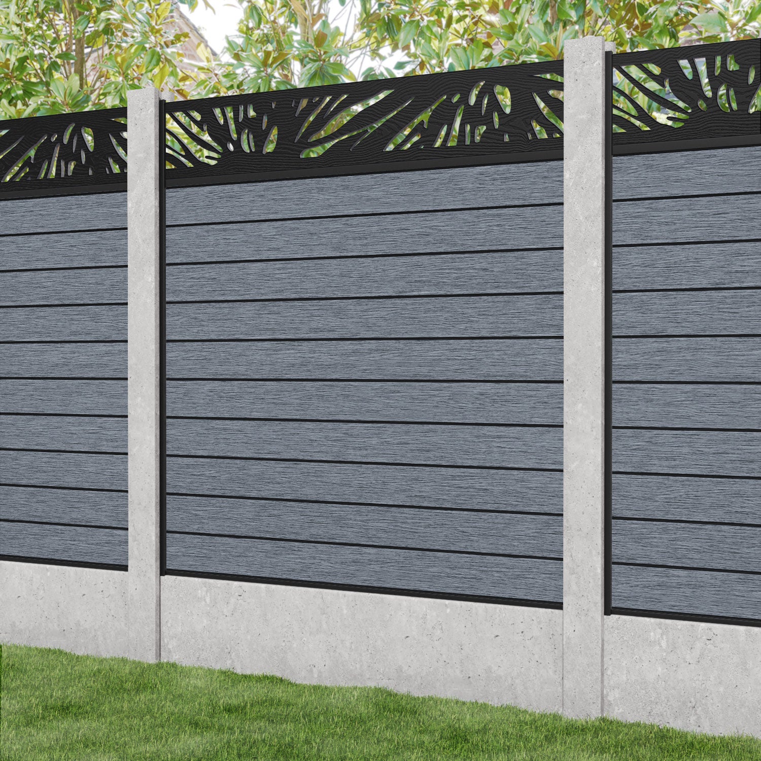 Fusion Poppy Fence Panel - Anthracite - for existing concrete posts