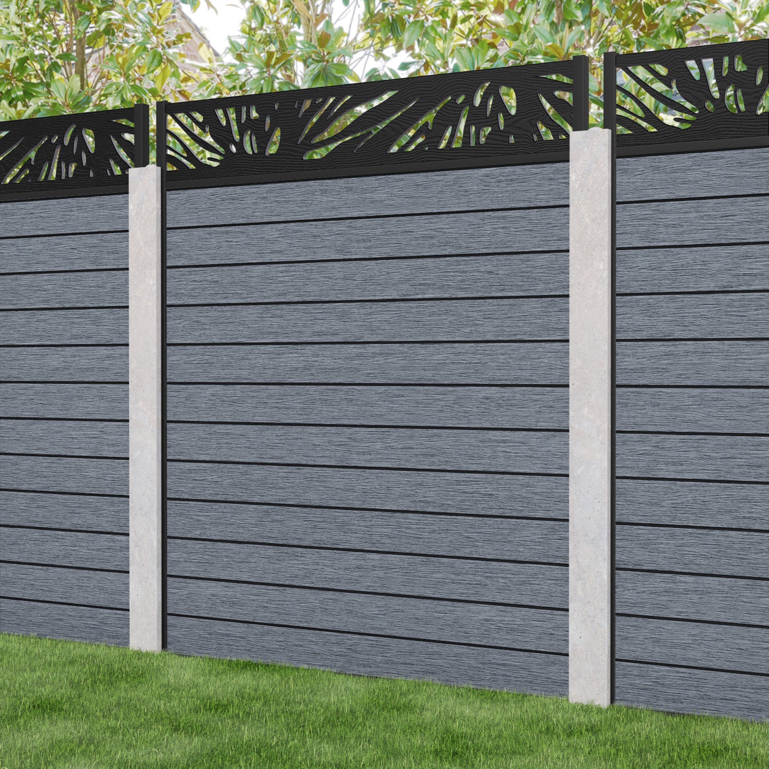 Fusion Poppy Fence Panel - Anthracite - for existing concrete posts