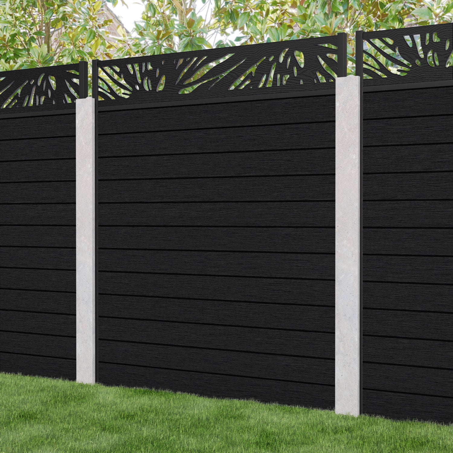 Fusion Poppy Fence Panel - Black - for existing concrete posts