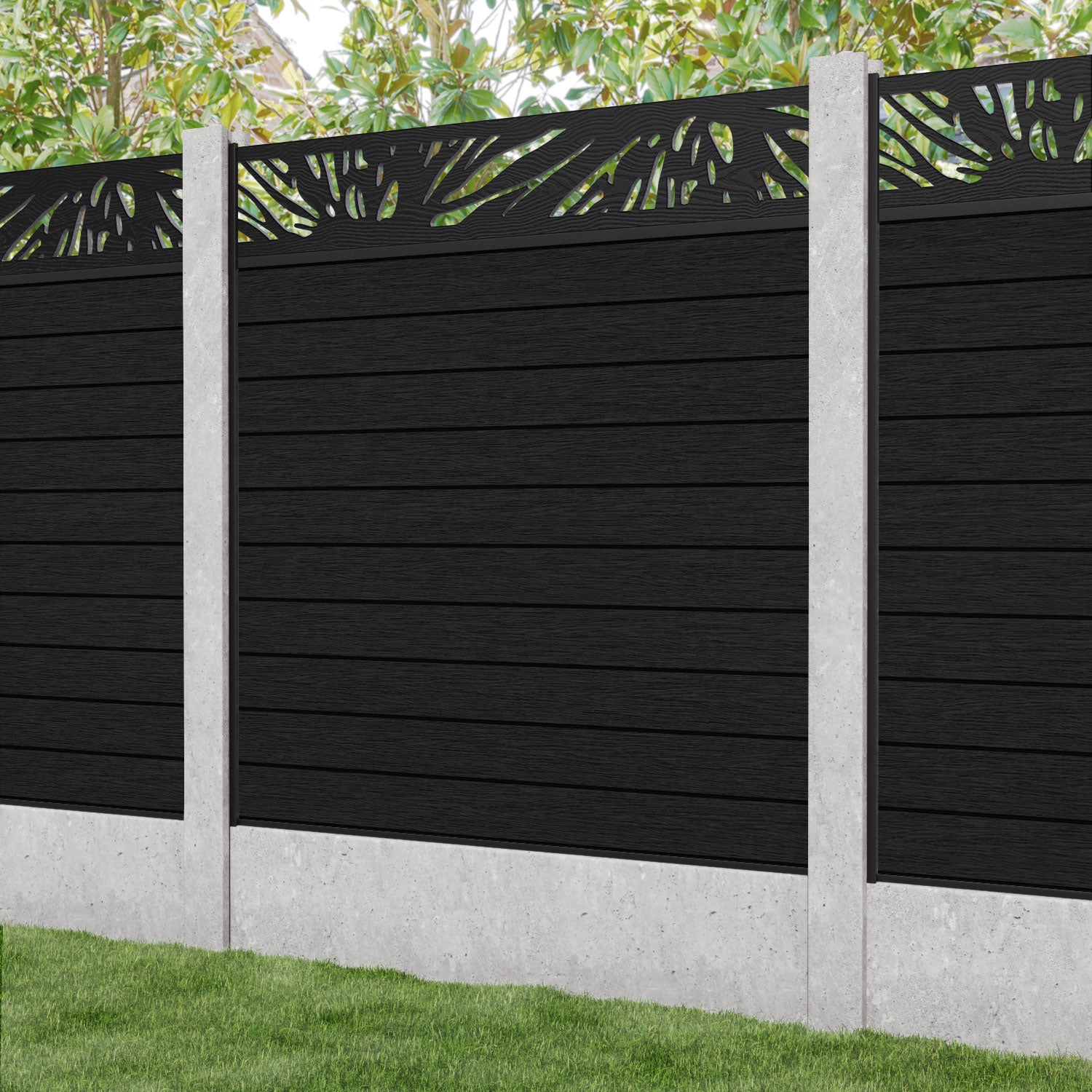 Fusion Poppy Fence Panel - Black - for existing concrete posts