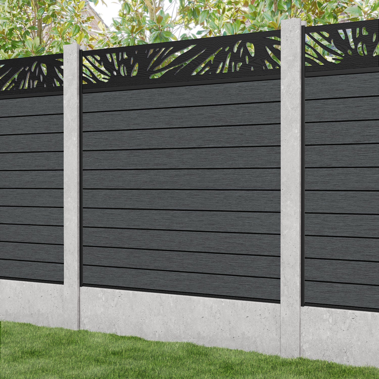 Fusion Poppy Fence Panel - Dark Grey - for existing concrete posts